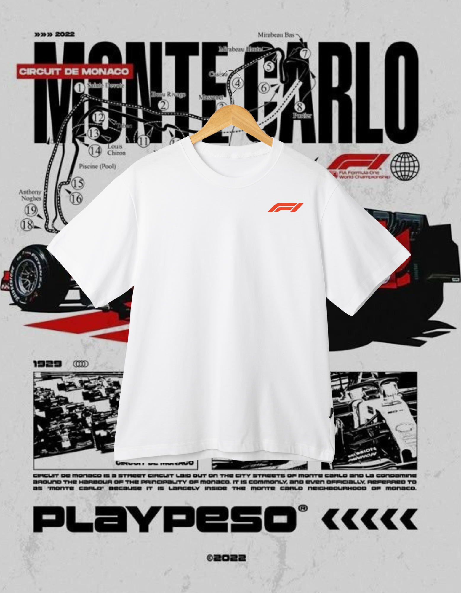 Monte Carlo F1 Monaco Circuit Oversized T-Shirt