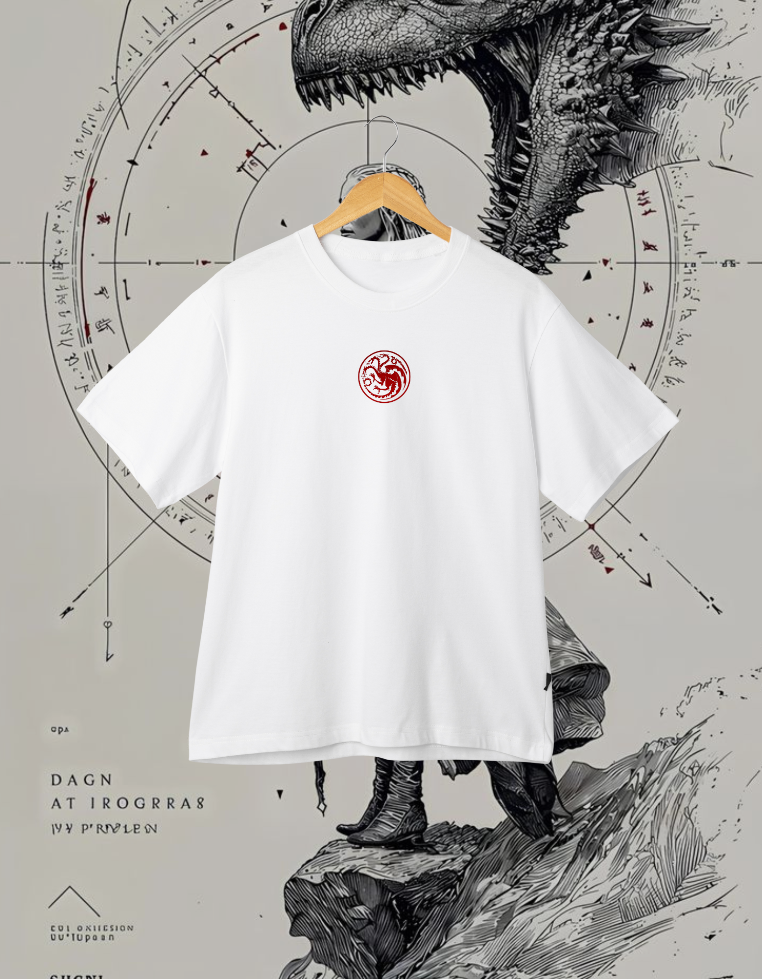 Daenerys Targaryen and Dragon Sketch Art T-Shirt