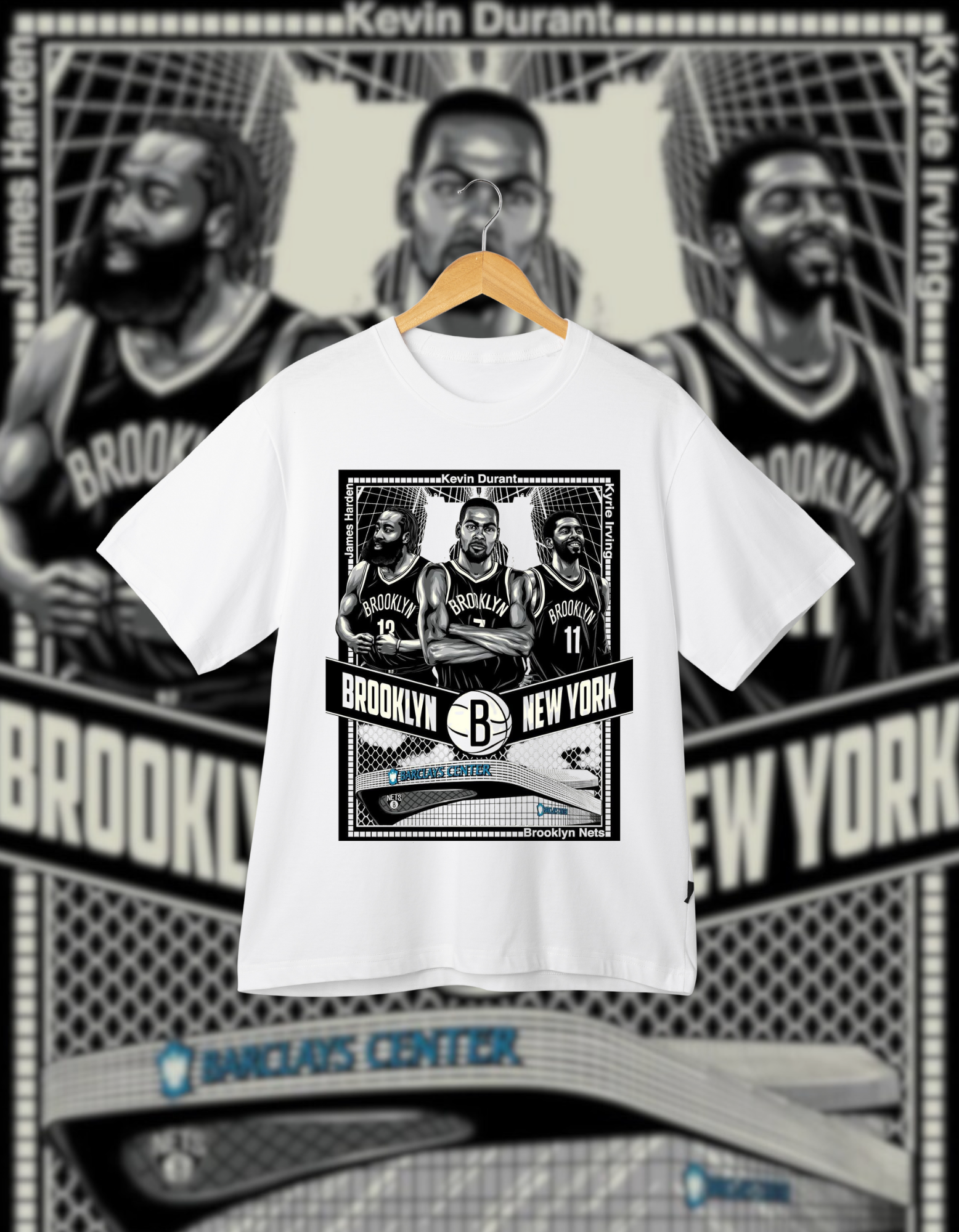 Brooklyn Nets Big 3 Drop Shoulder T-Shirt