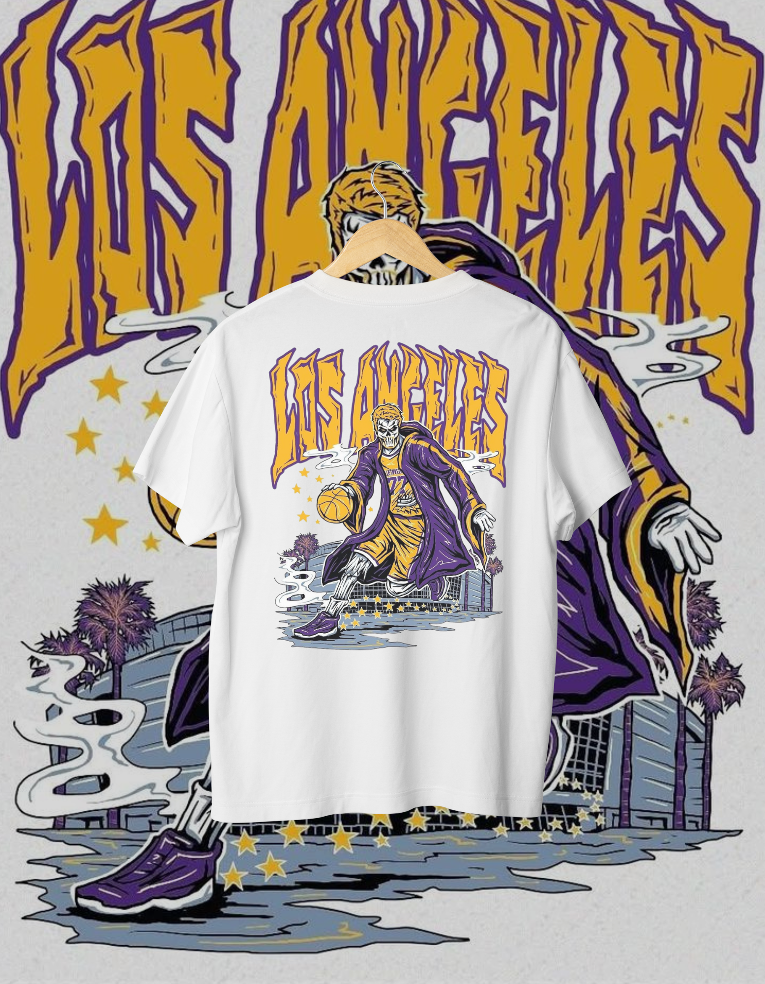 LA Skull Basketball Streetwear T-Shirt