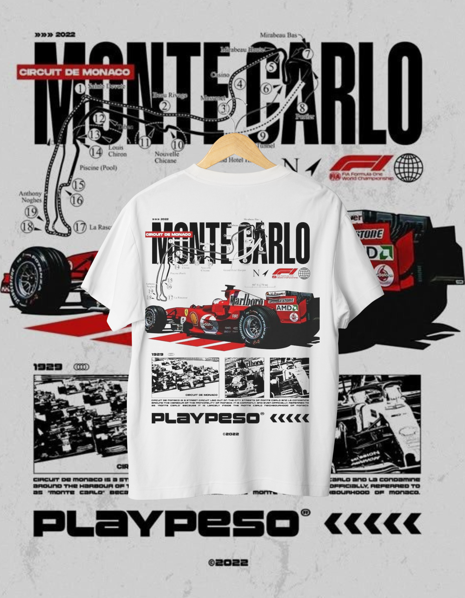 Monte Carlo F1 Monaco Circuit Oversized T-Shirt