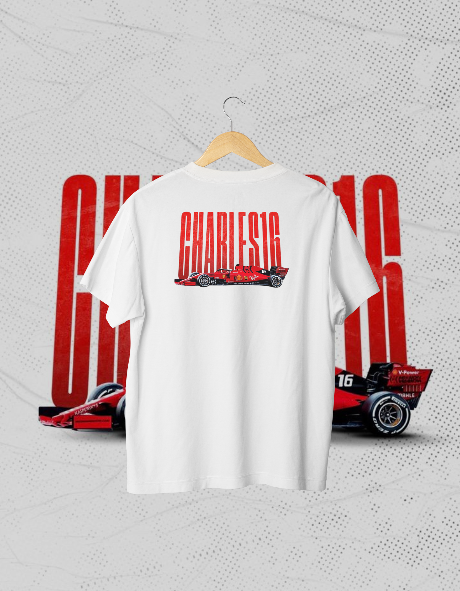 Charles Leclerc F1 Race Car Tribute T-Shirt - Scuderia Ferrari