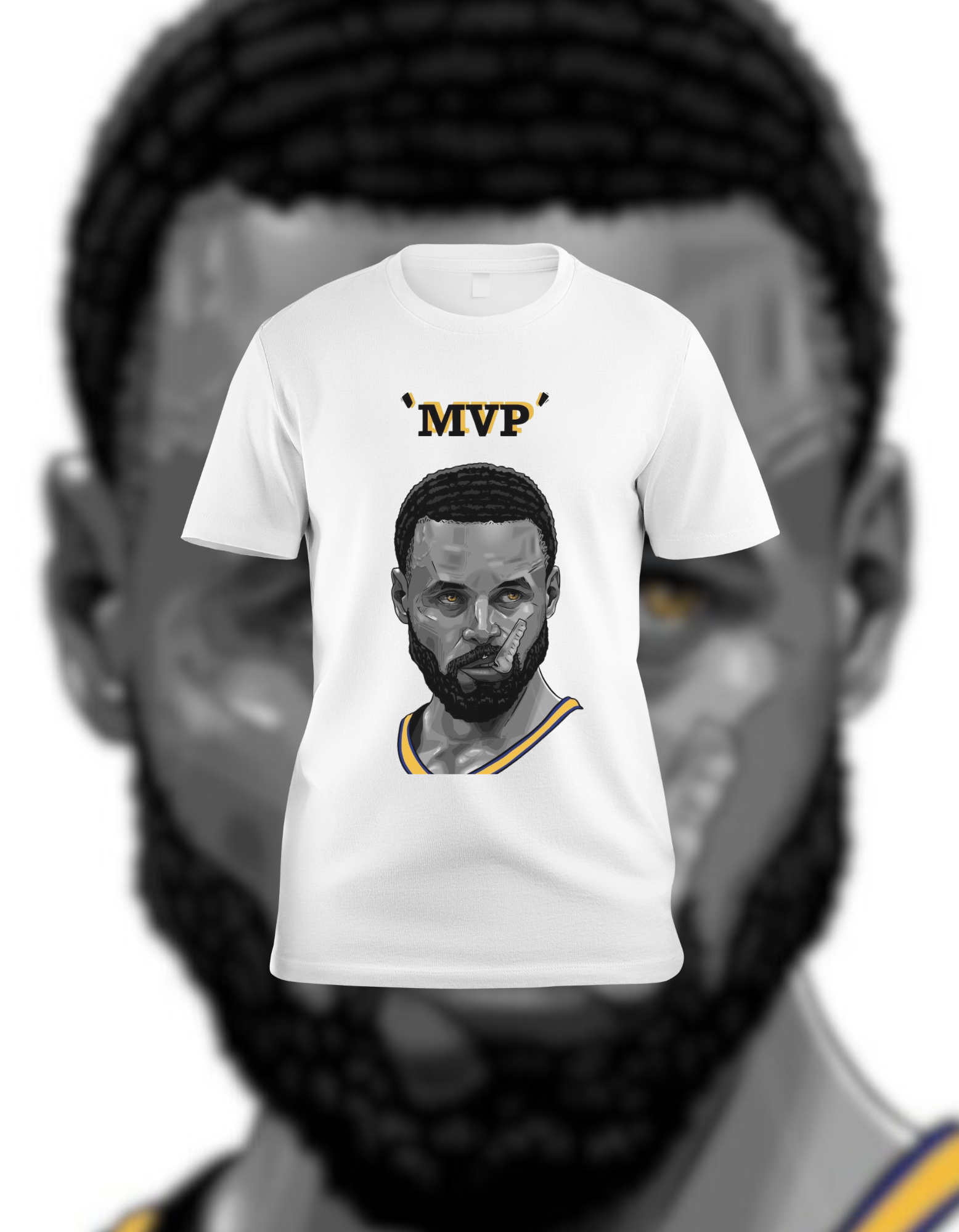 Stephen Curry 'MVP' Stylized Portrait T-Shirt - Warriors Fan Gear