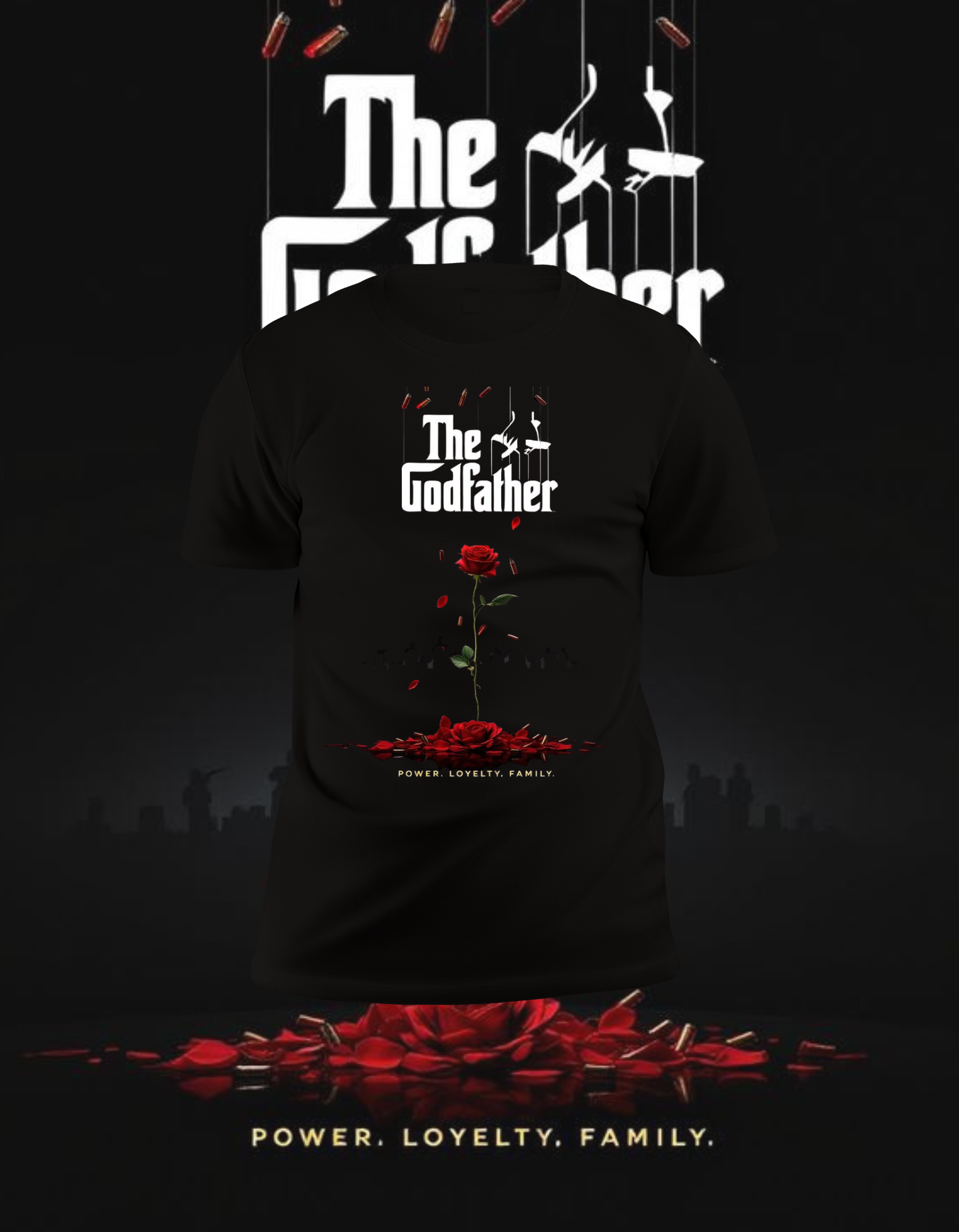 The Godfather Rose "Power. Loyalty. Family." T-Shirt