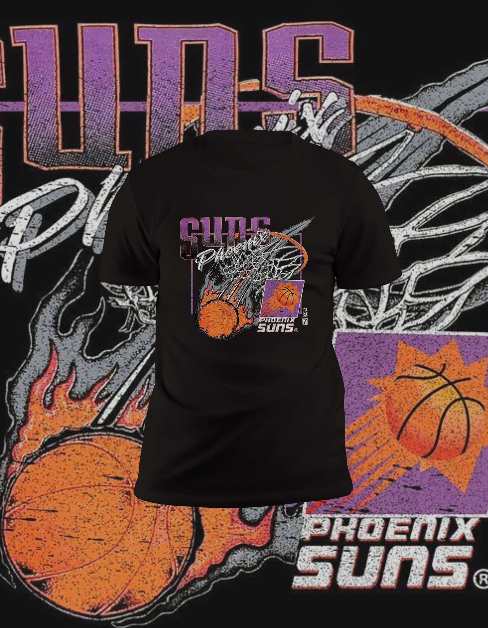 Phoenix Suns Vintage Flame T-Shirt - Retro '90s Basketball Graphic Tee