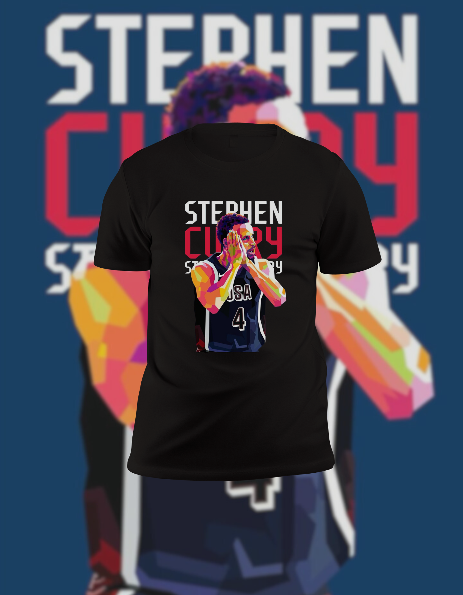 Stephen Curry USA Basketball T-Shirt - Geometric Art Graphic Tee