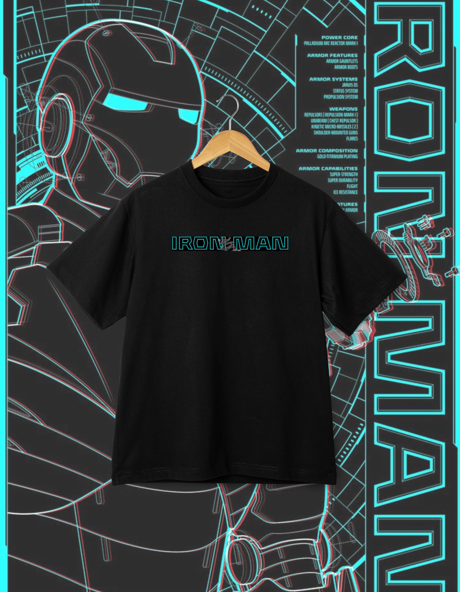 Iron Man Neon Glow Graphic T-Shirt