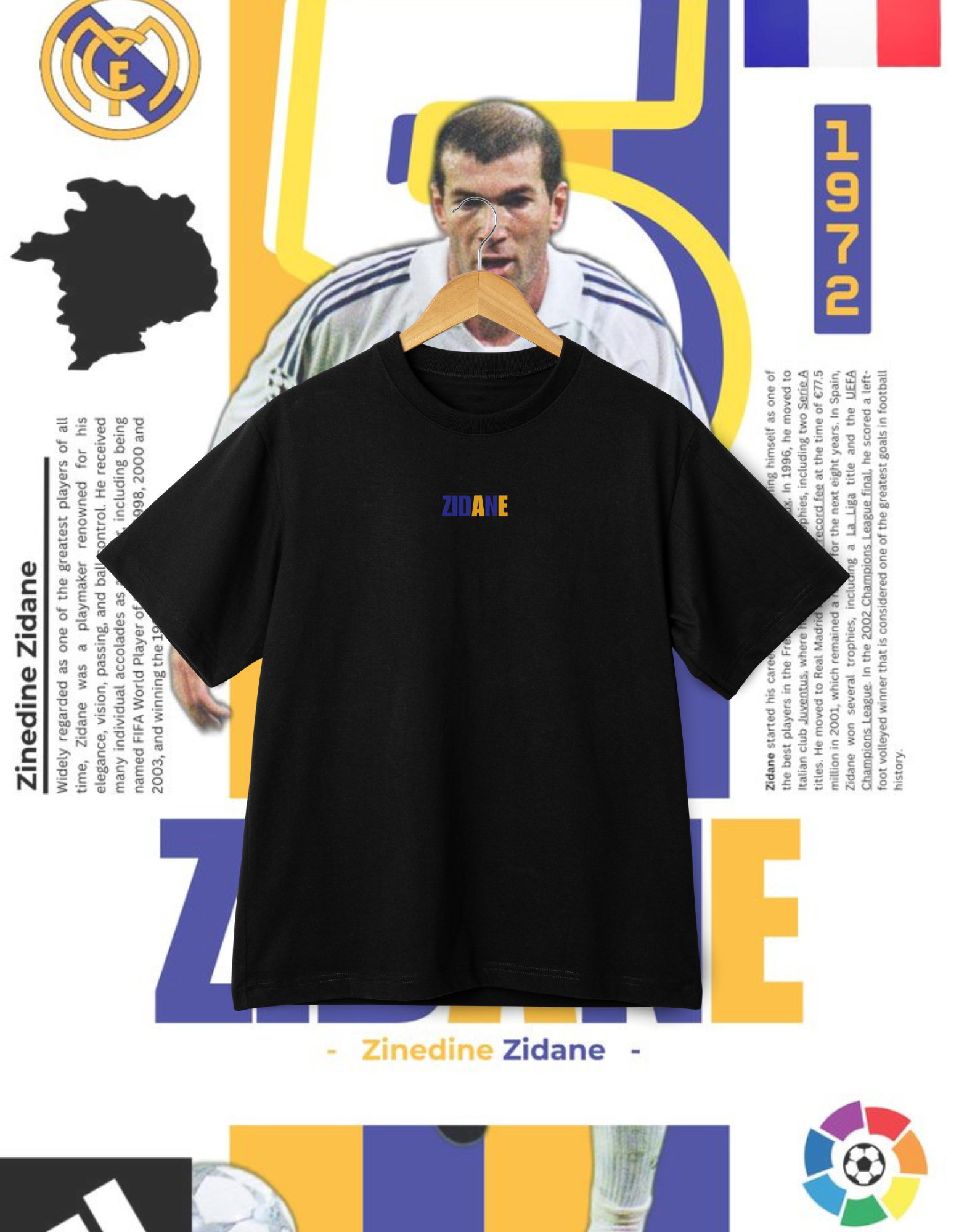 Zinedine Zidane 'Zizou' Real Madrid & France T-Shirt