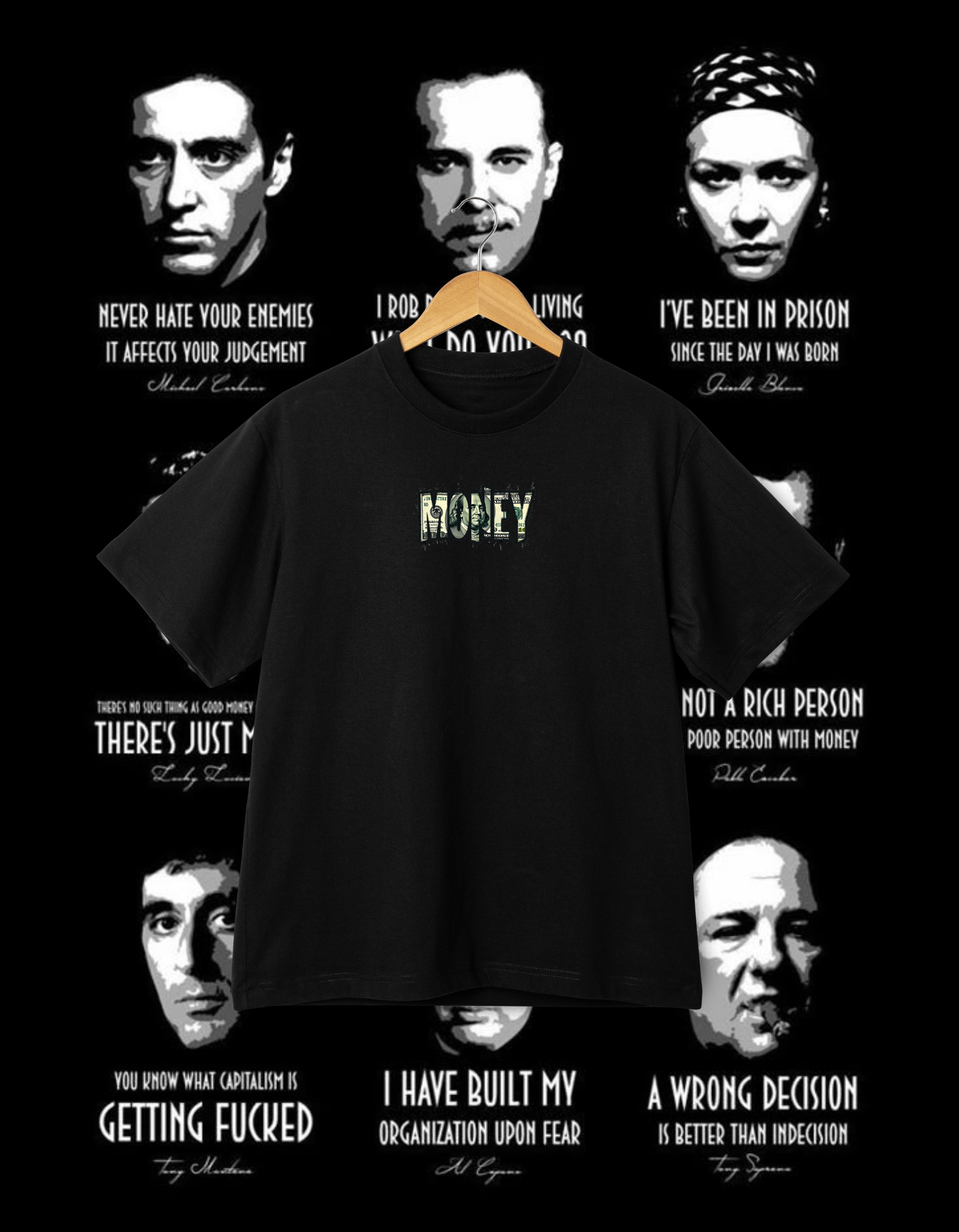 Gangster Legends Quote Collage T-Shirt