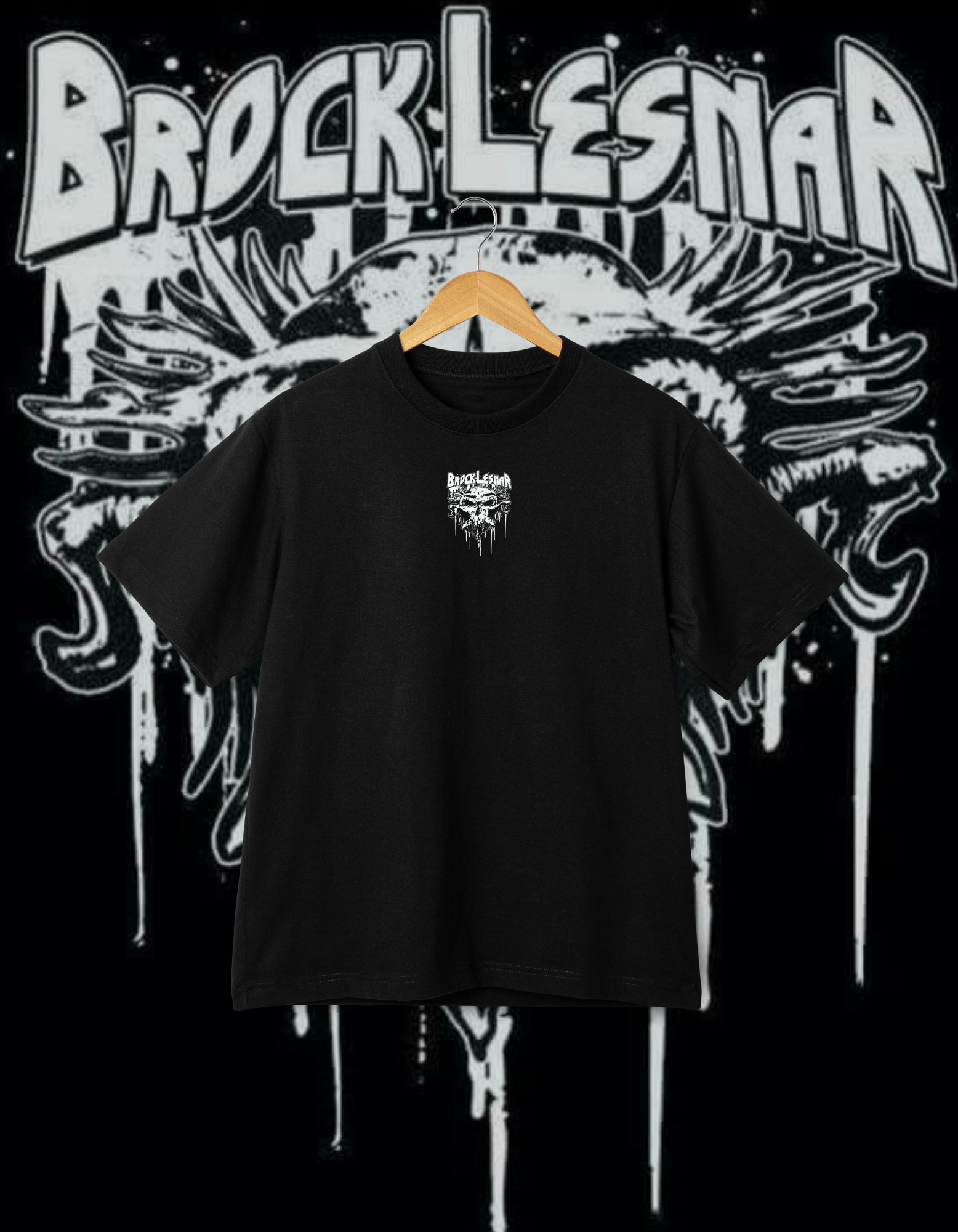 Brock Lesnar "Beast Incarnate" Skull Logo Black Wrestling T-Shirt