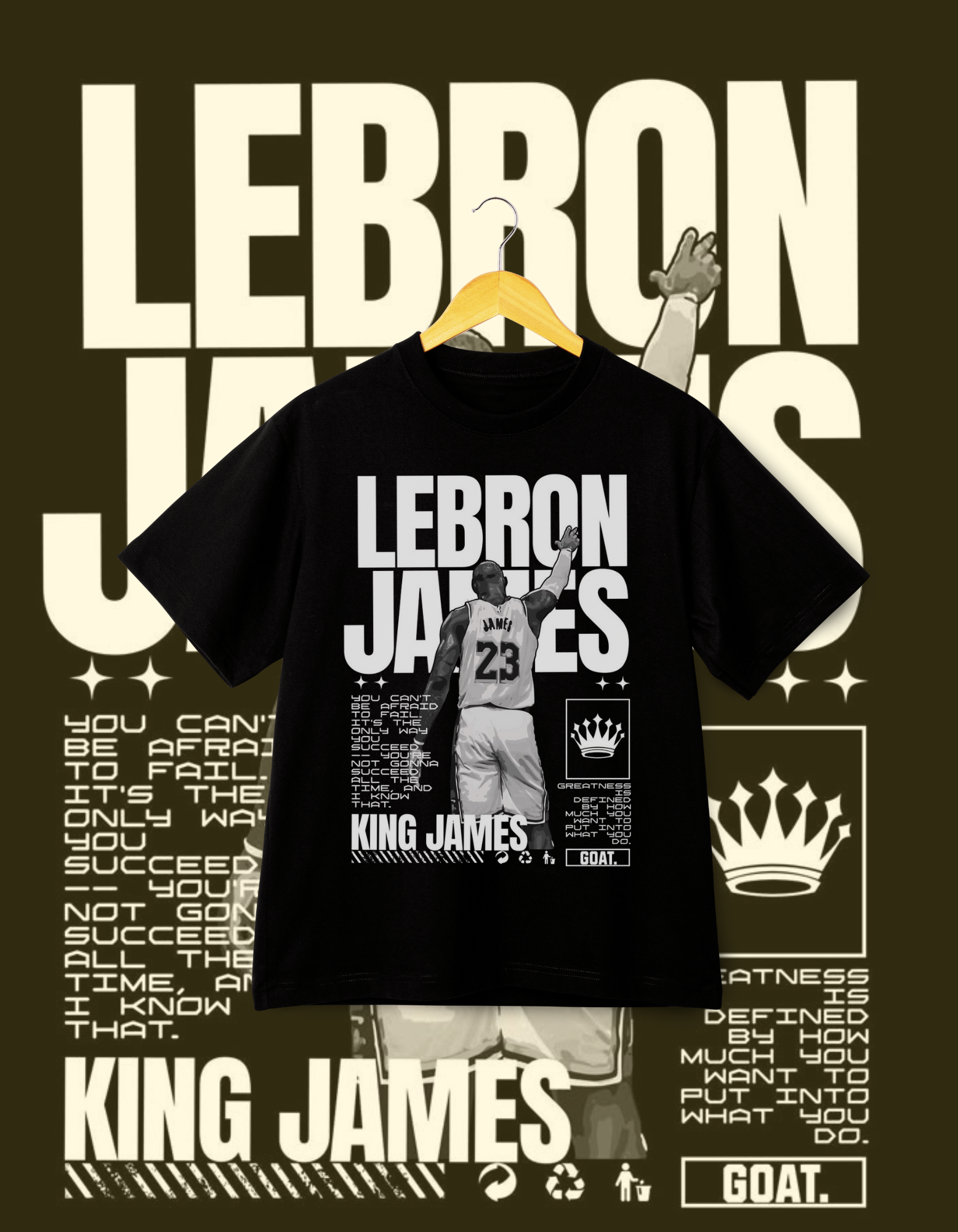 LeBron James GOAT Vintage Drop Shoulder T-Shirt
