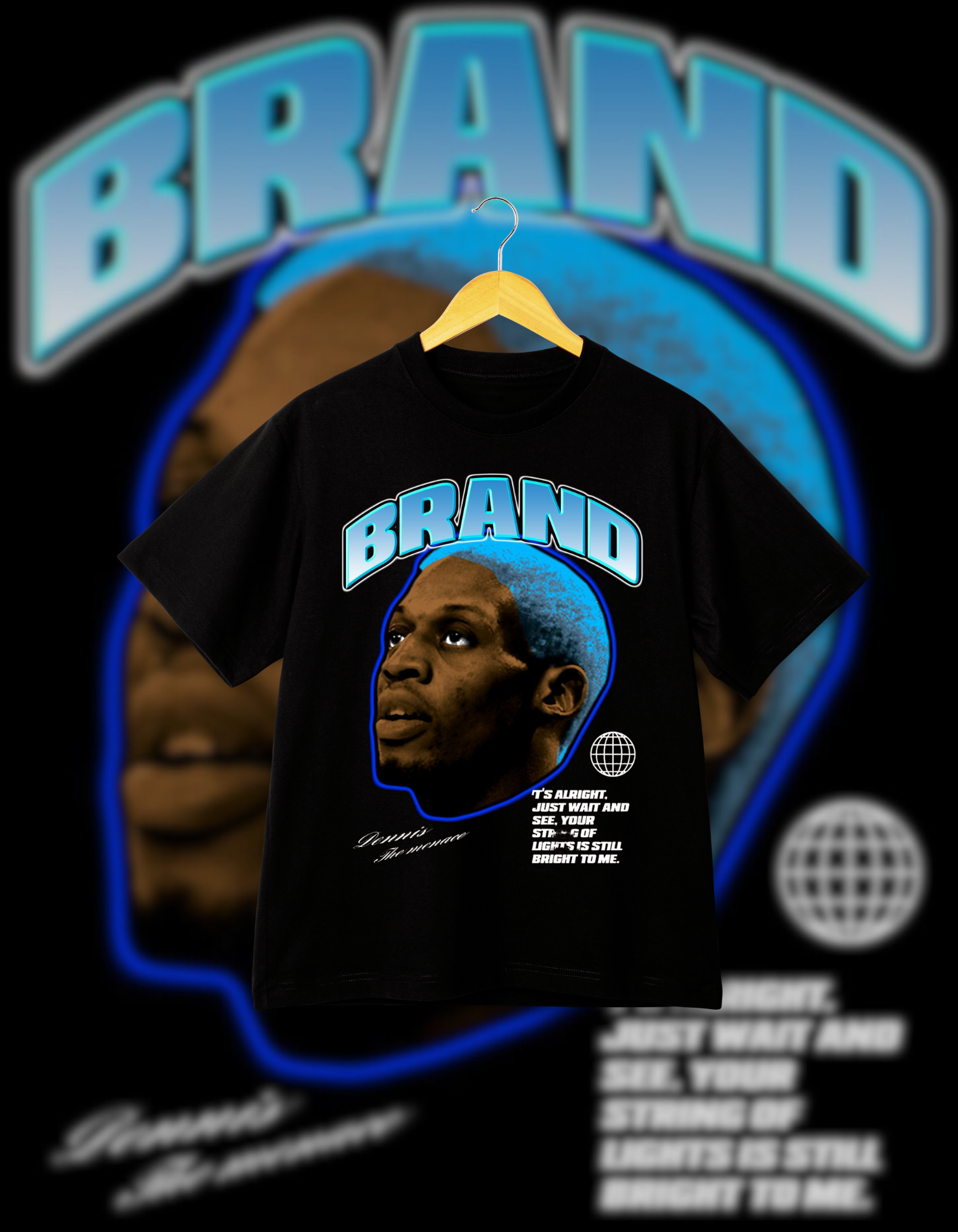 Dennis Rodman Blue Hair Streetwear Drop Shoulder T-Shirt