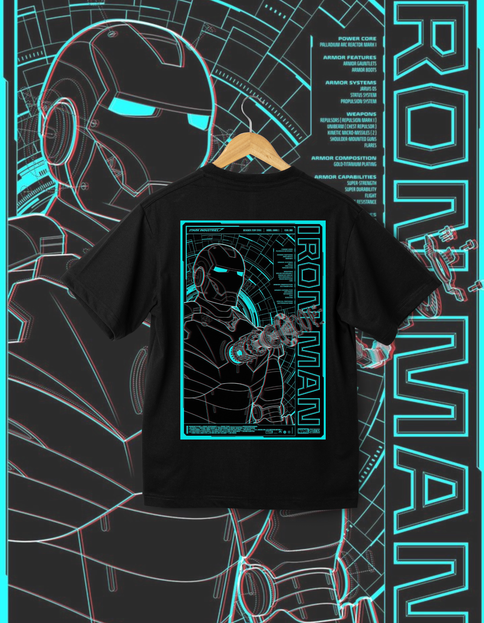 Iron Man Neon Glow Graphic T-Shirt