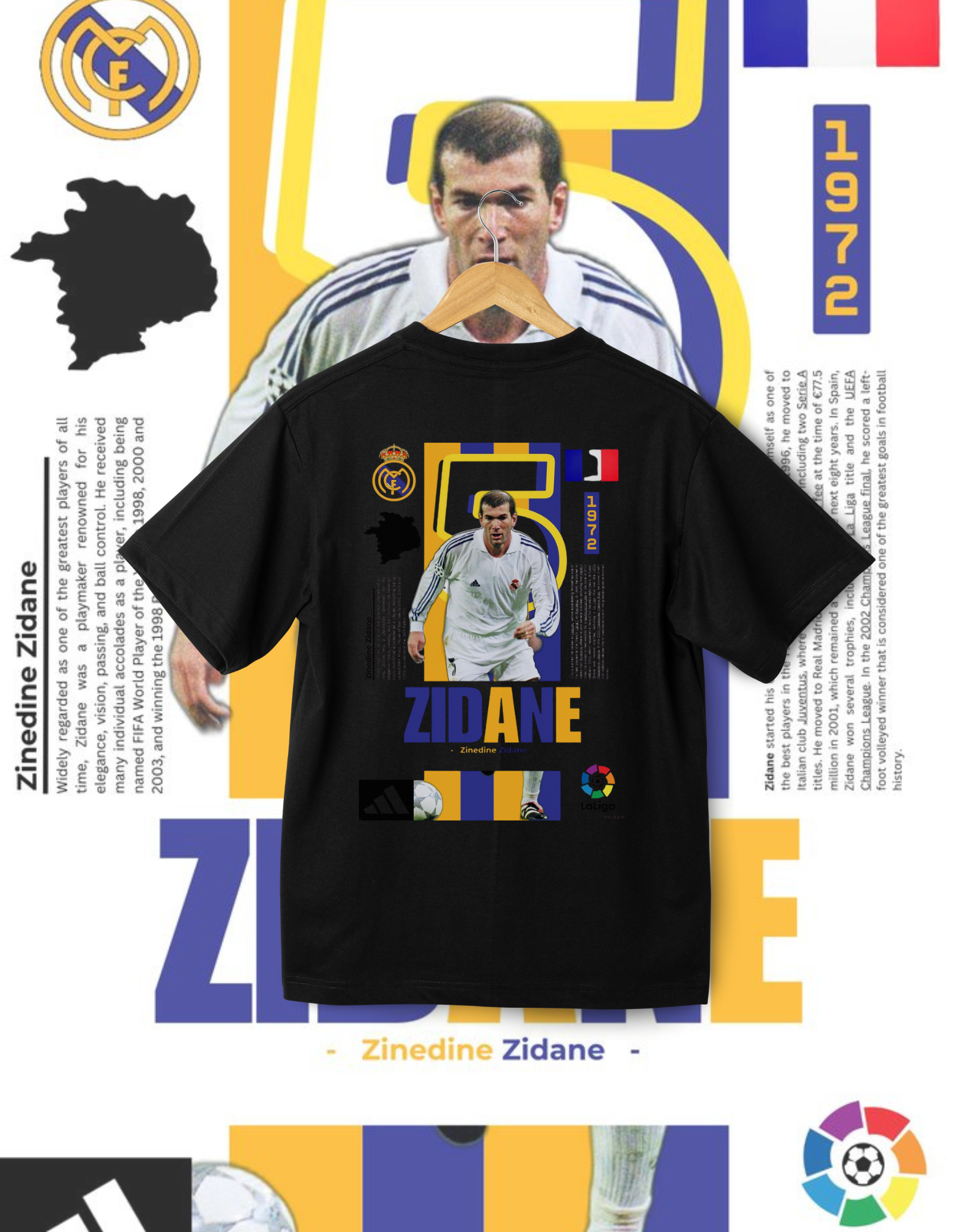Zinedine Zidane 'Zizou' Real Madrid & France T-Shirt