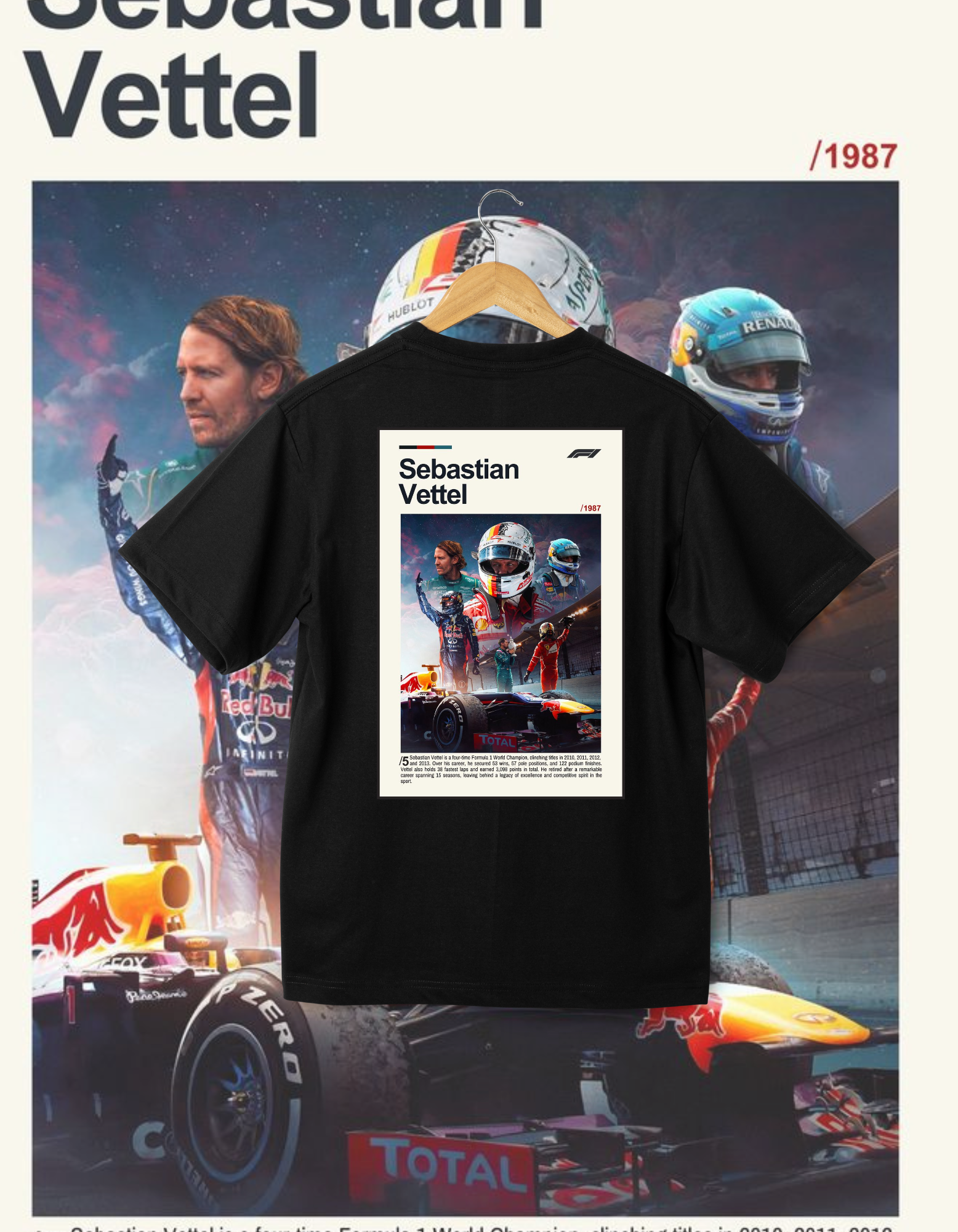 Sebastian Vettel F1 Legend Tribute T-Shirt - Red Bull Racing