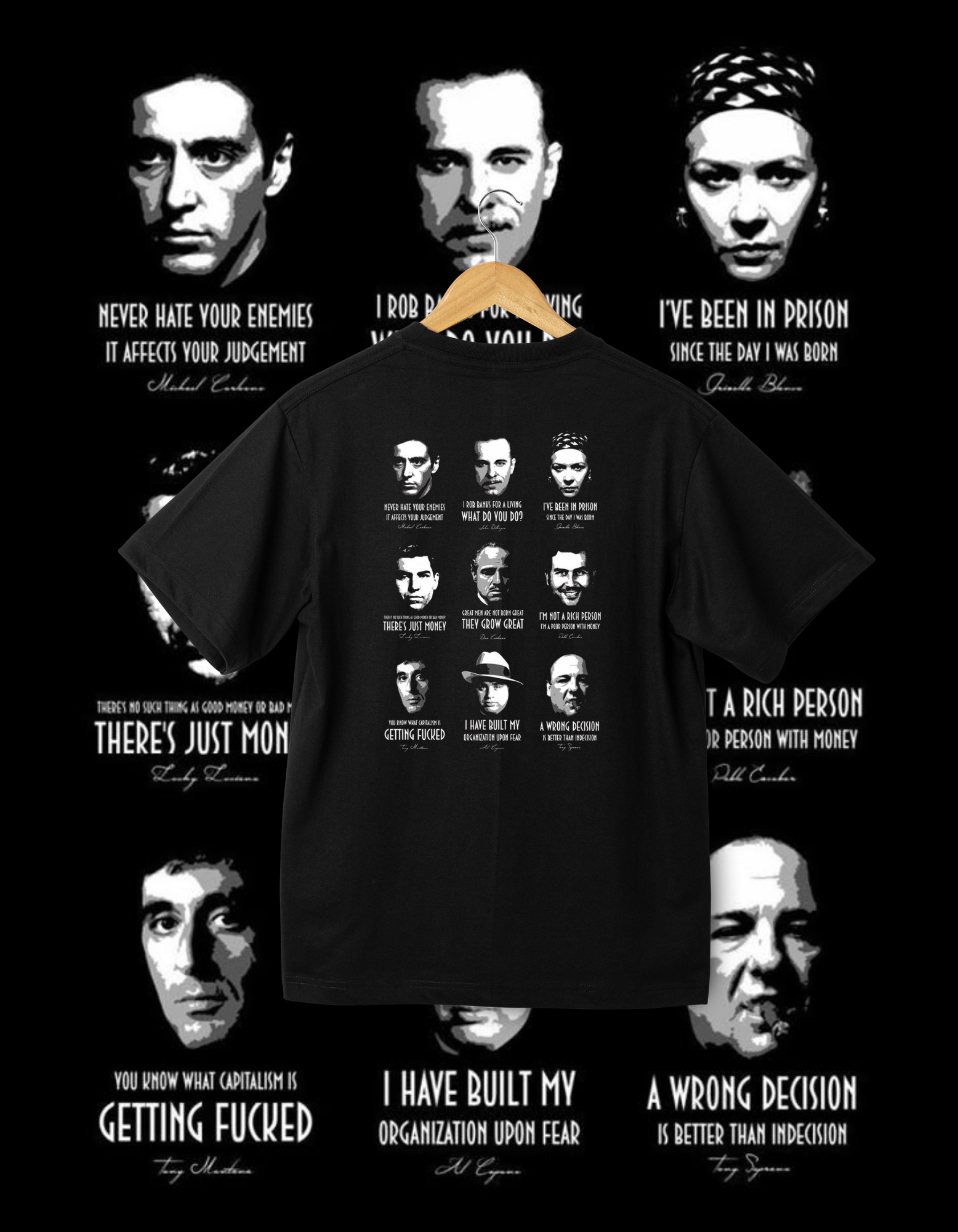 Gangster Legends Quote Collage T-Shirt