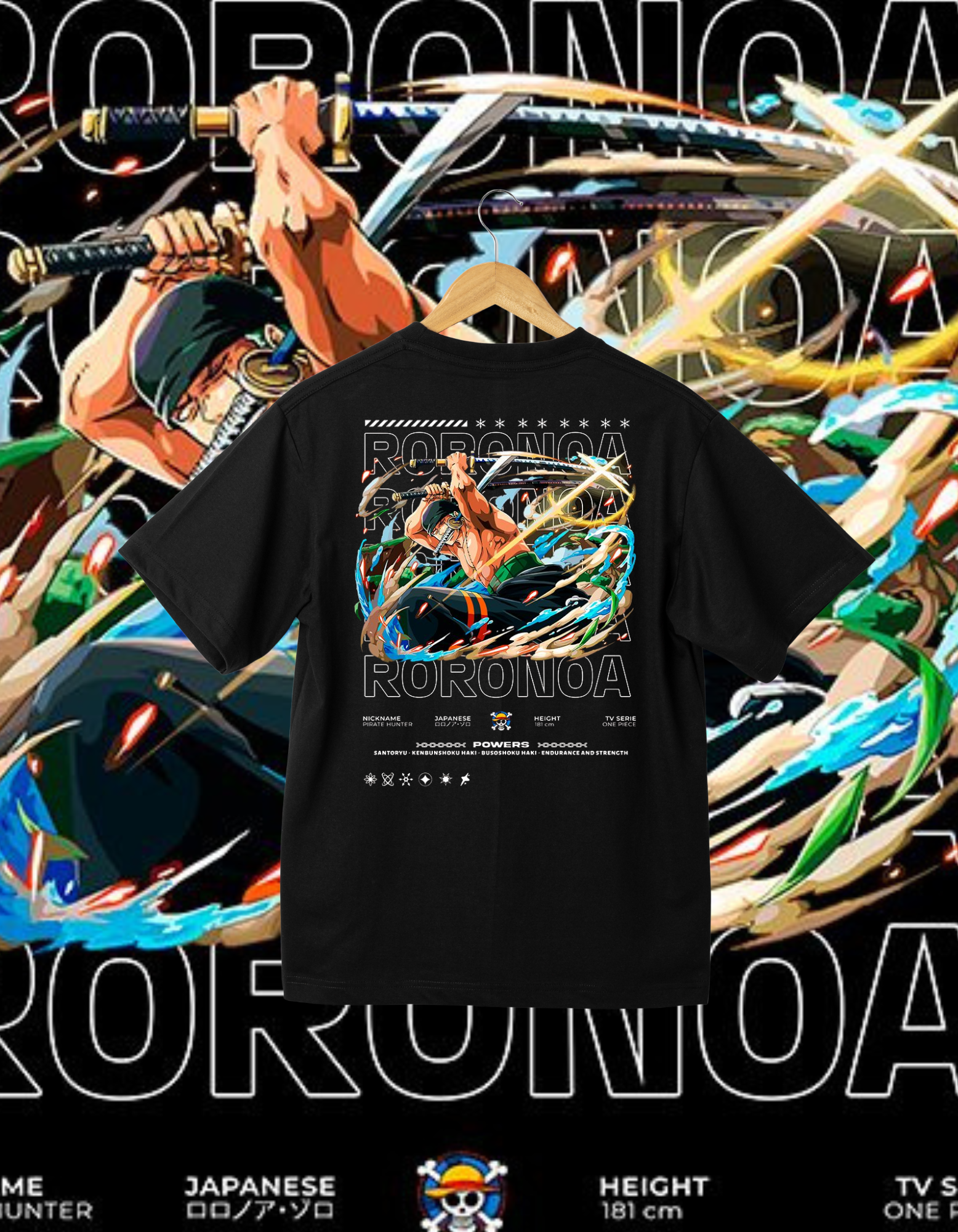 One Piece T-Shirt - Roronoa Zoro "Santoryu"
