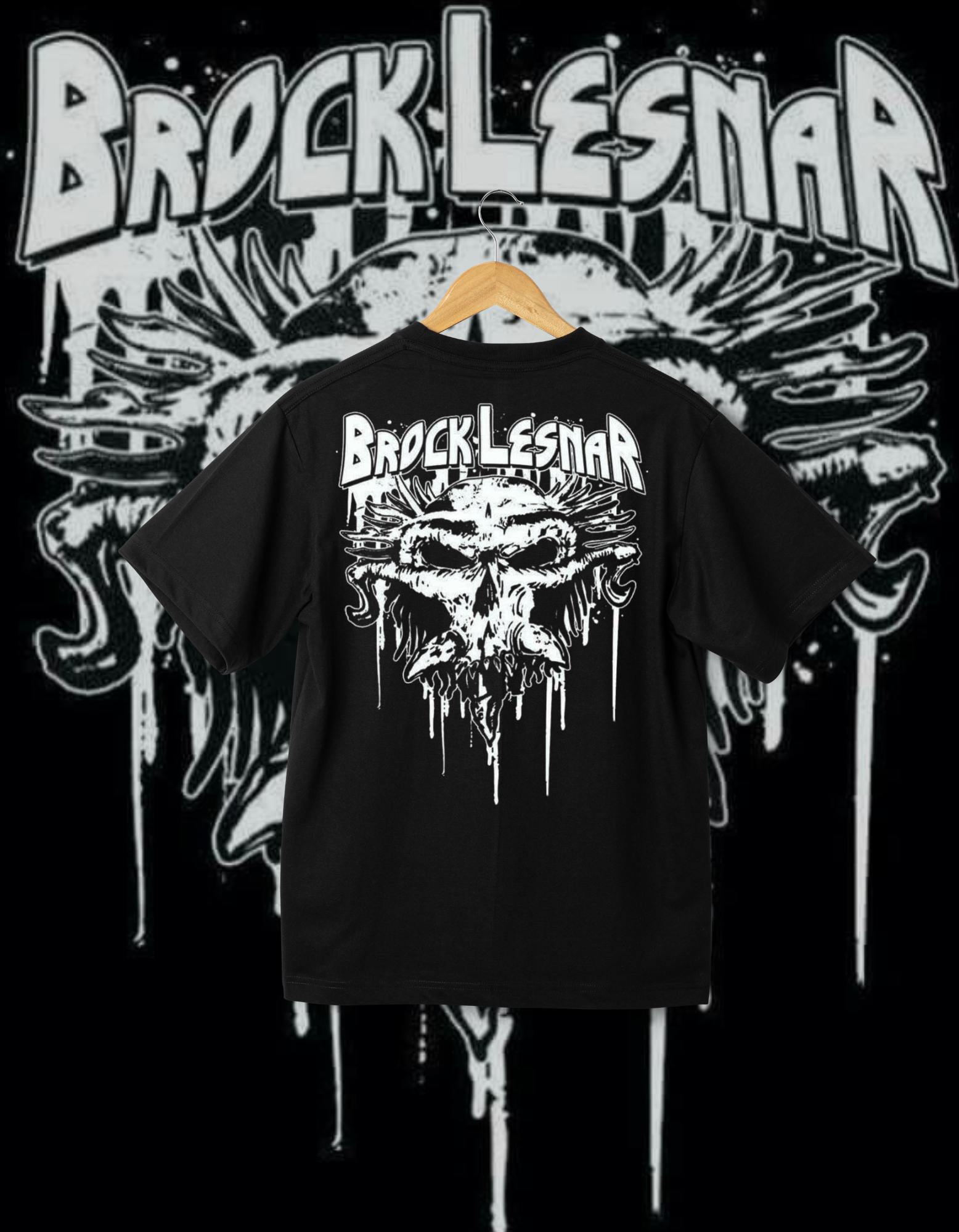 Brock Lesnar "Beast Incarnate" Skull Logo Black Wrestling T-Shirt