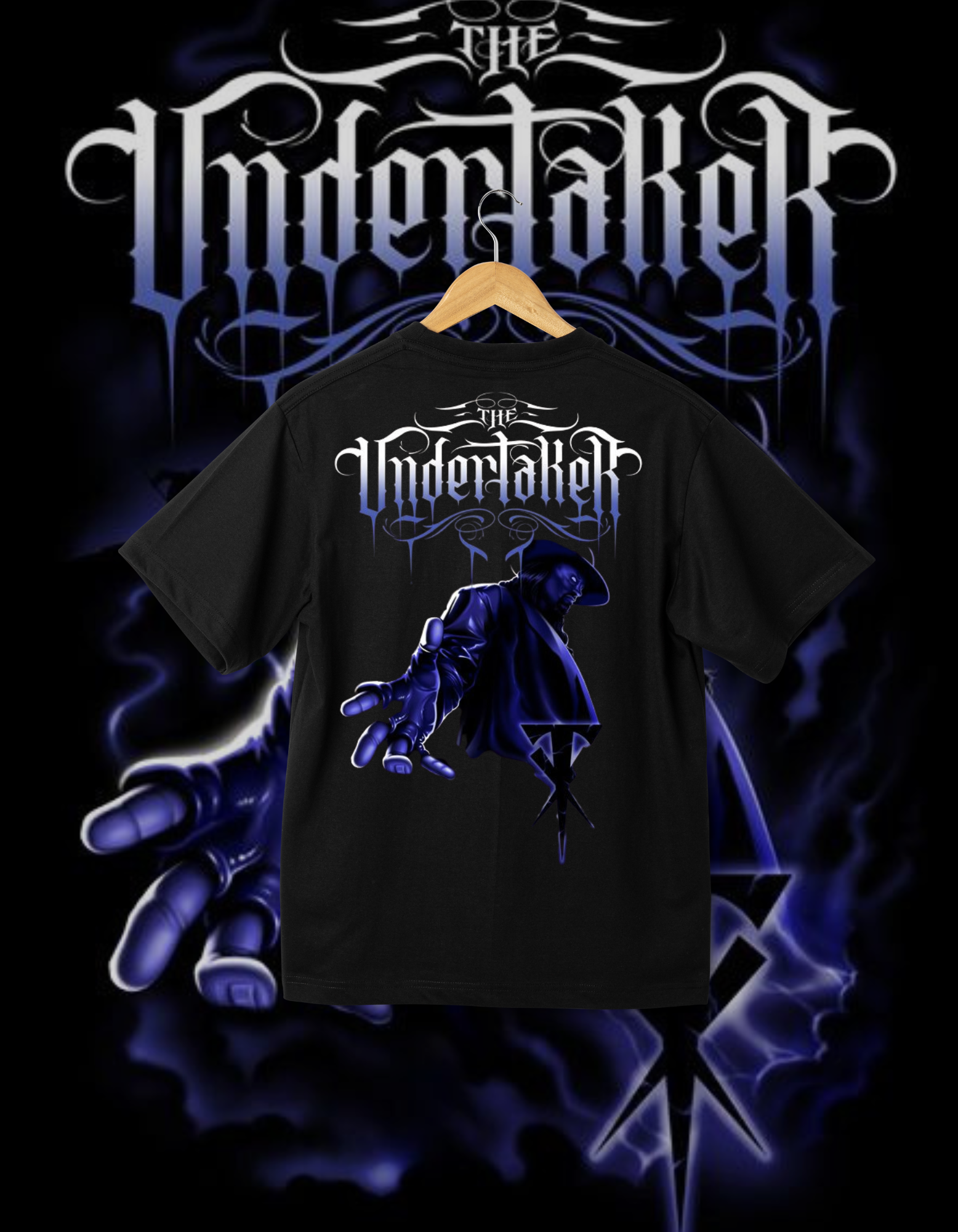 The Undertaker Dark Mystical Blue & Black Wrestling T-Shirt