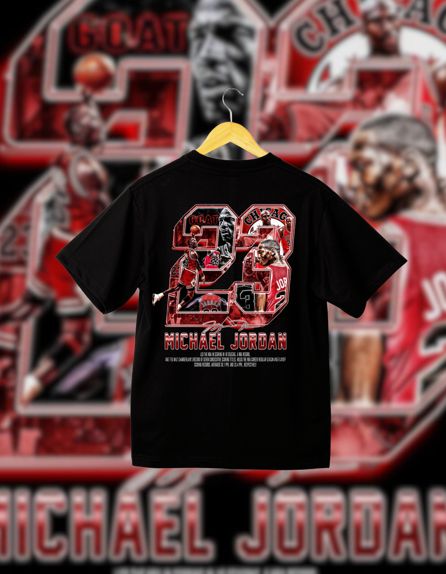 Michael Jordan GOAT #23 Back Print Drop Shoulder T-Shirt