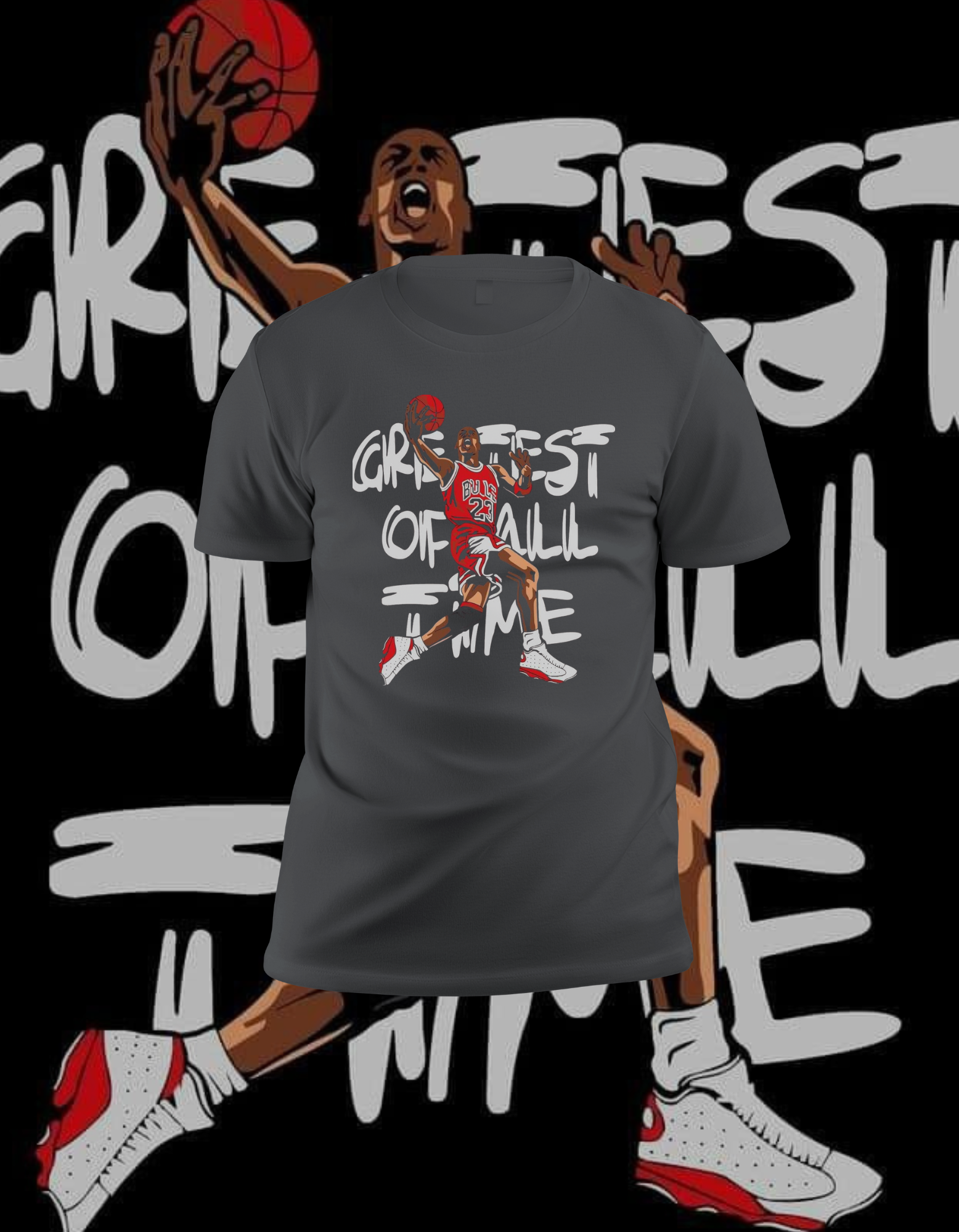 Michael Jordan 'GOAT' Graphic T-Shirt - Greatest Of All Time Legend Tee