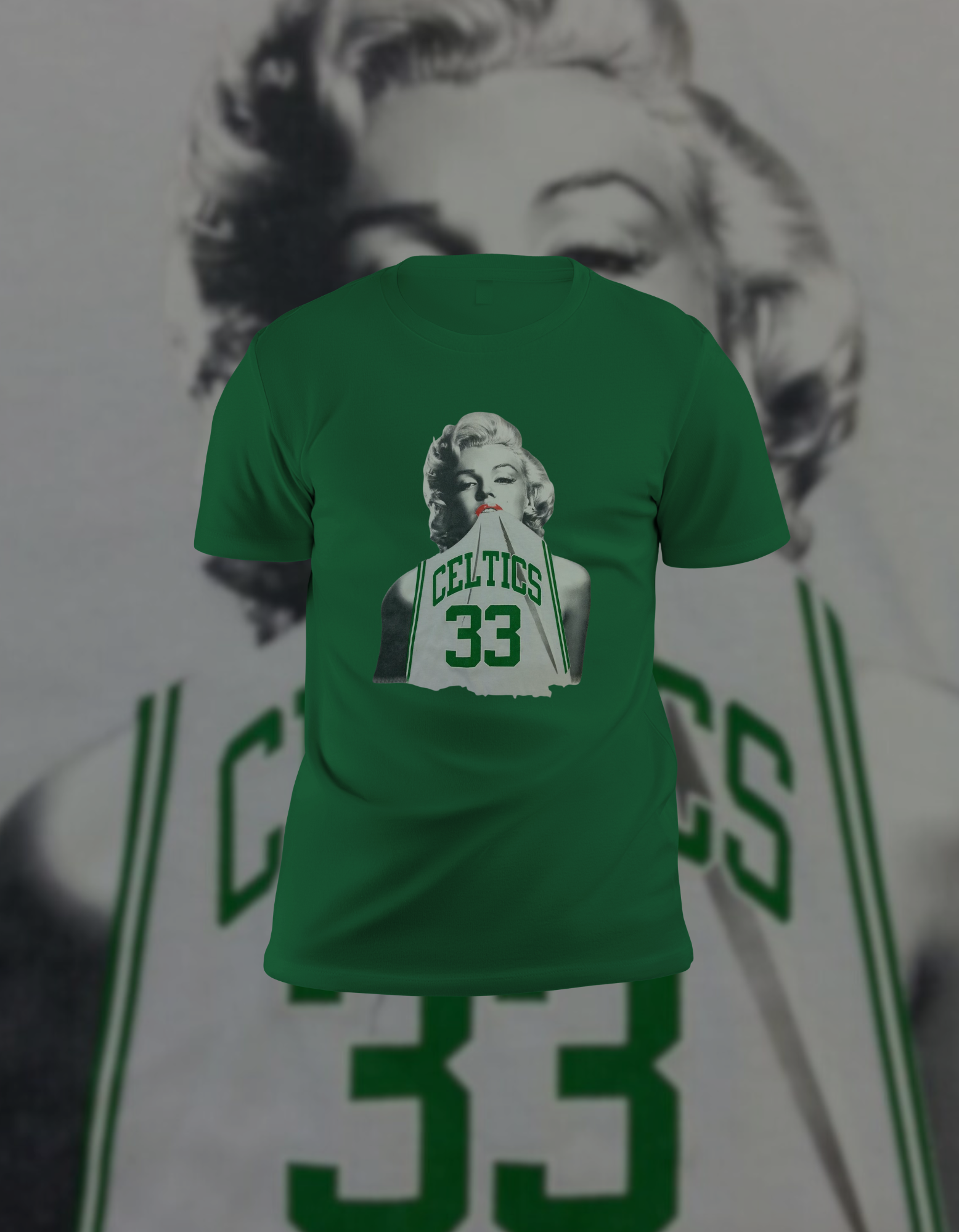 Marilyn Monroe Boston Celtics #33 Larry Bird Tribute Green T-Shirt