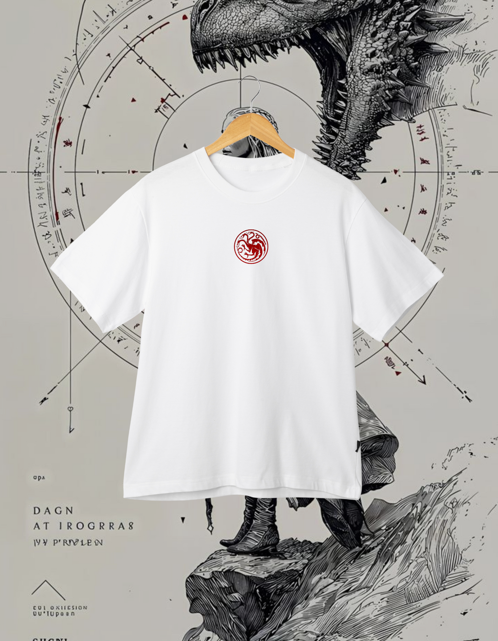 Daenerys Targaryen and Dragon Sketch Art T-Shirt