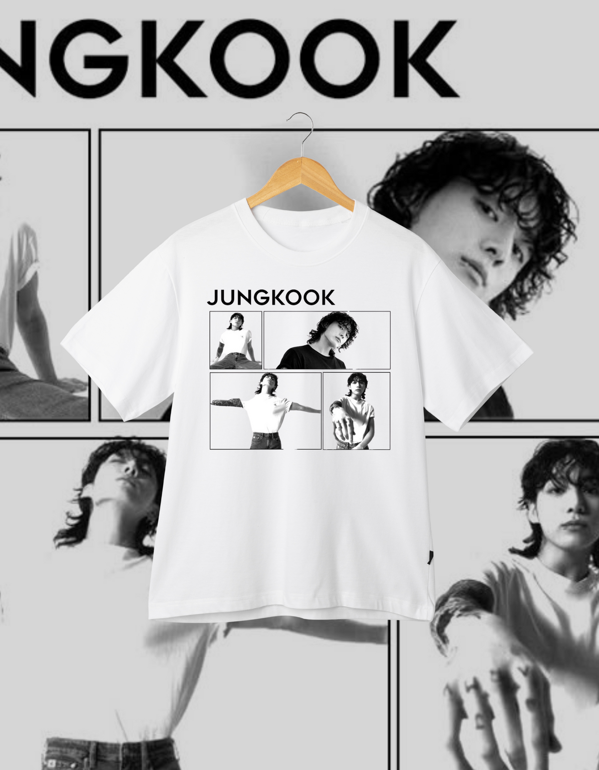 BTS Jungkook Black & White Photo T-Shirt Golden Bias Merch