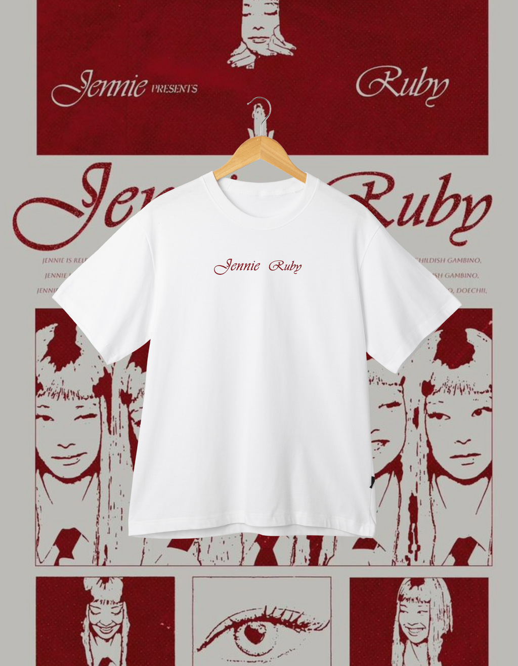 BLACKPINK Jennie 'Ruby' Red Graphic Back Print T-Shirt