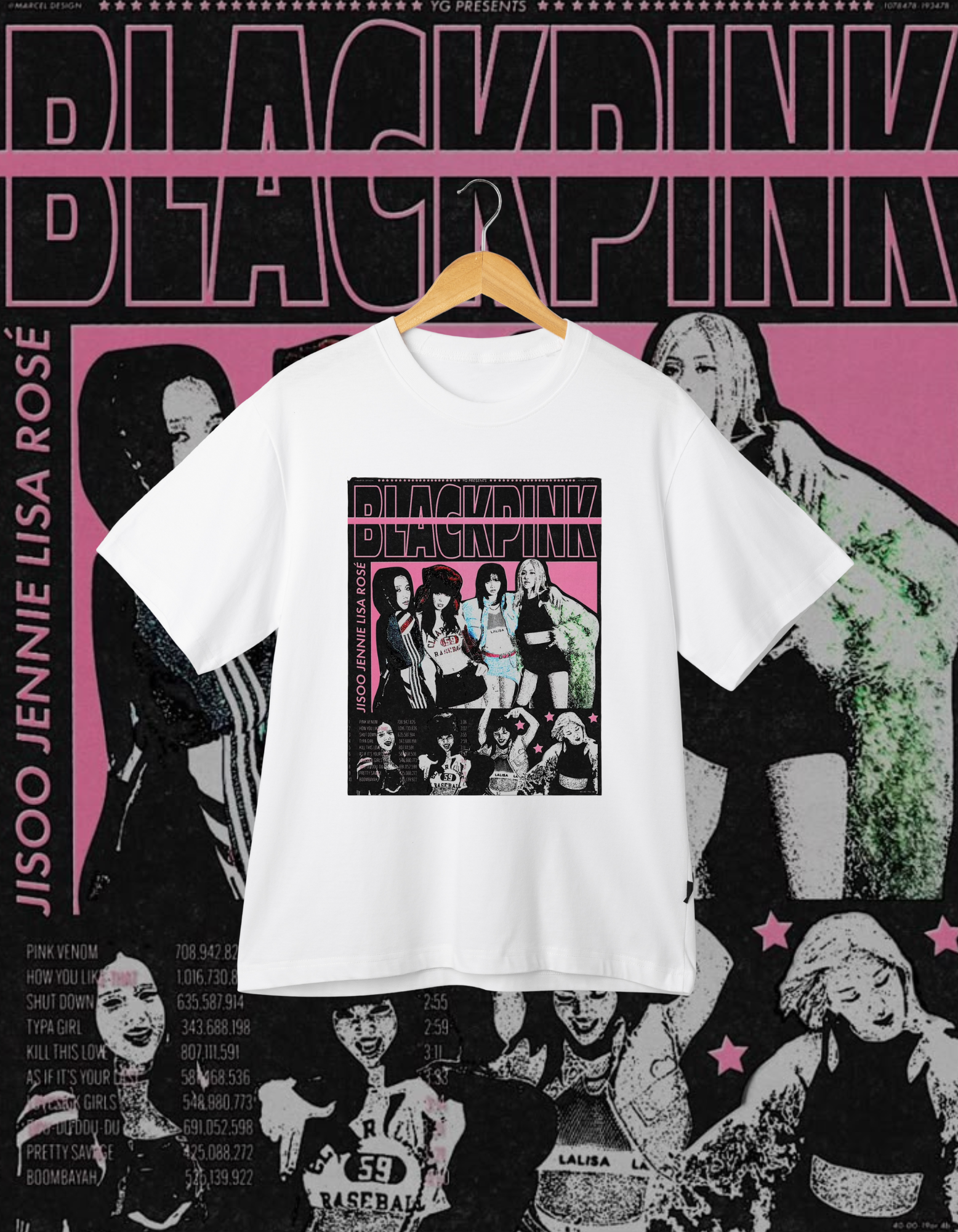 BLACKPINK Pink Retro Graphic T-Shirt K-Pop Girl Group Merch