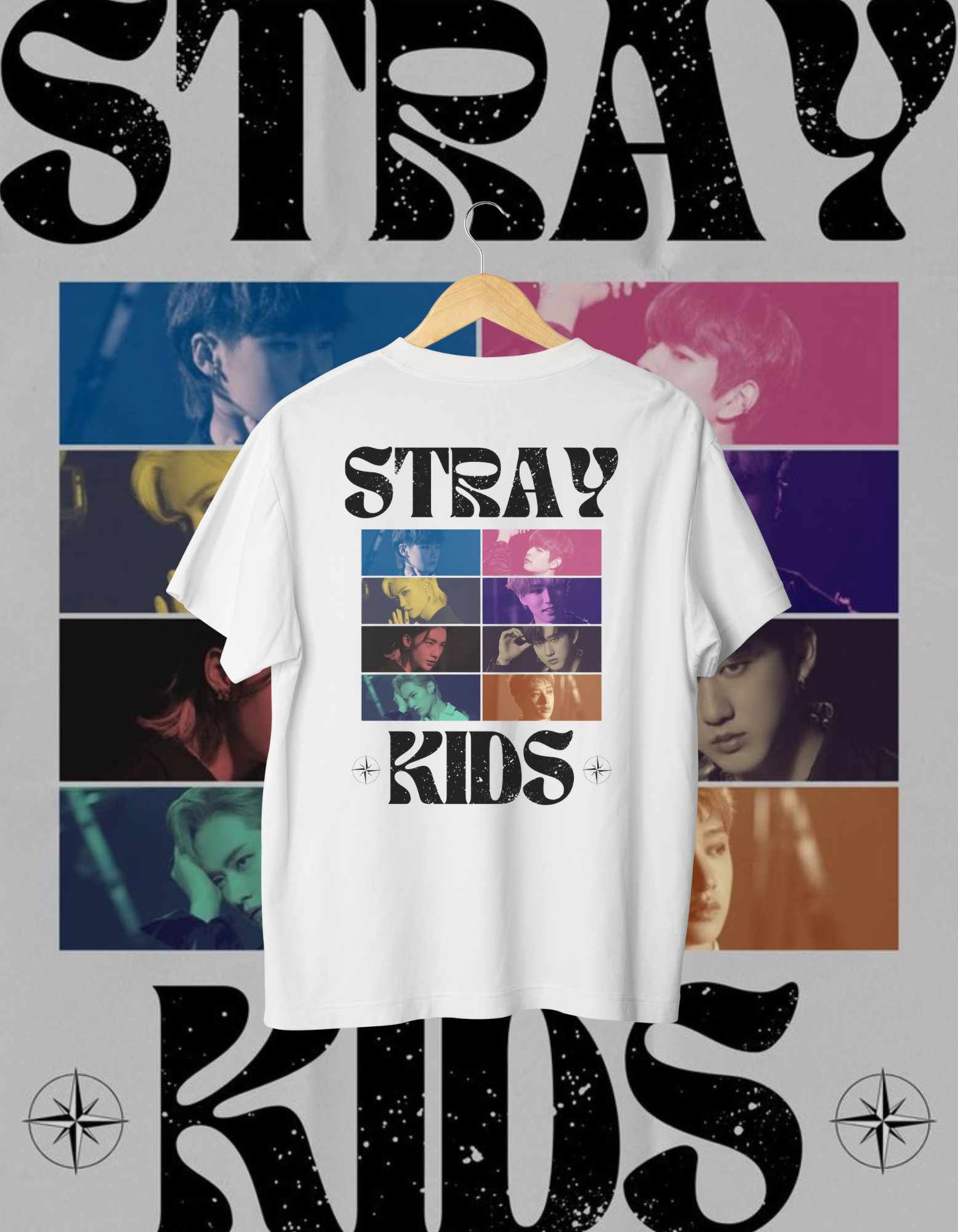 Stray Kids Color Block Photo Back Print T-Shirt K-Pop Merch