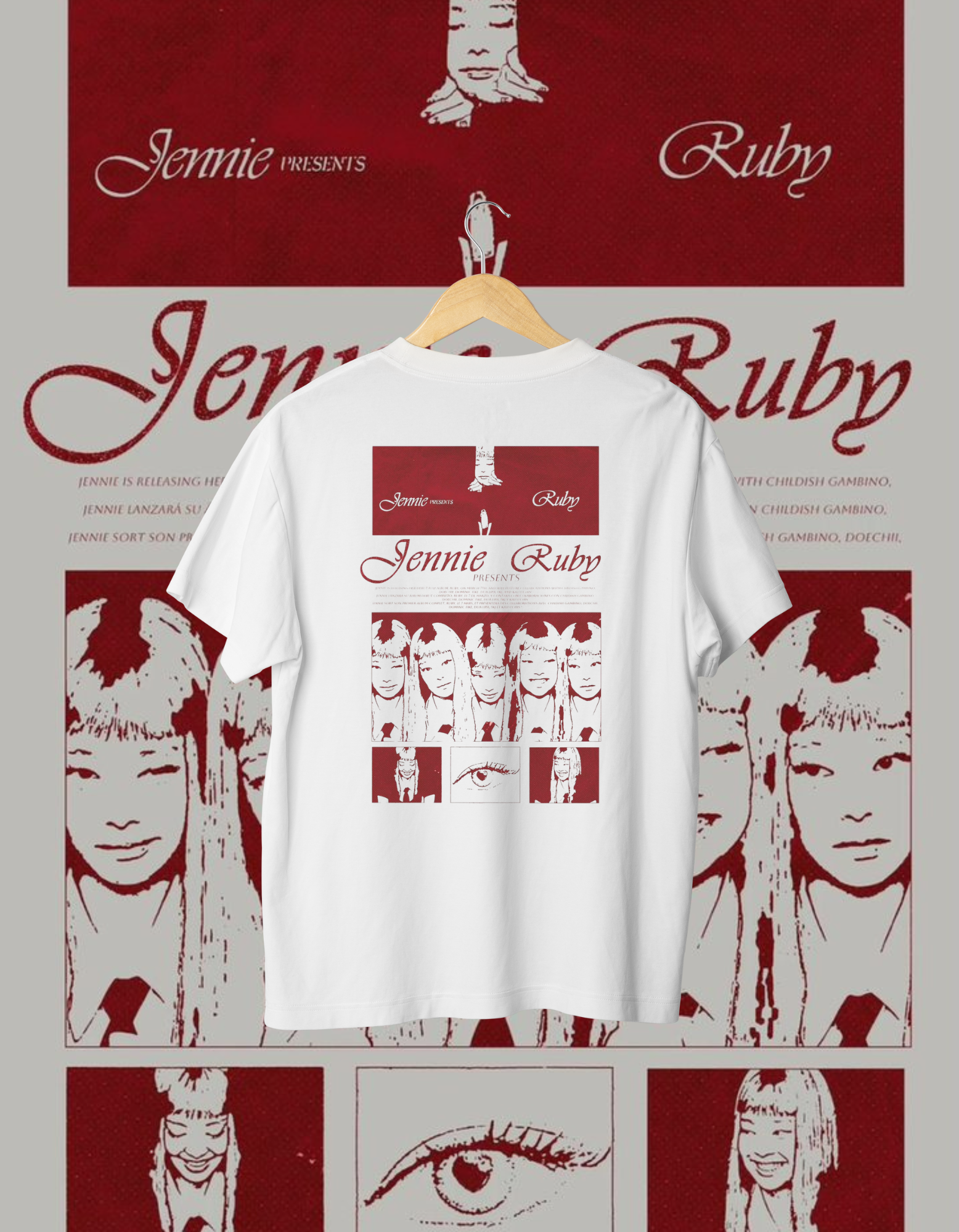 BLACKPINK Jennie 'Ruby' Red Graphic Back Print T-Shirt