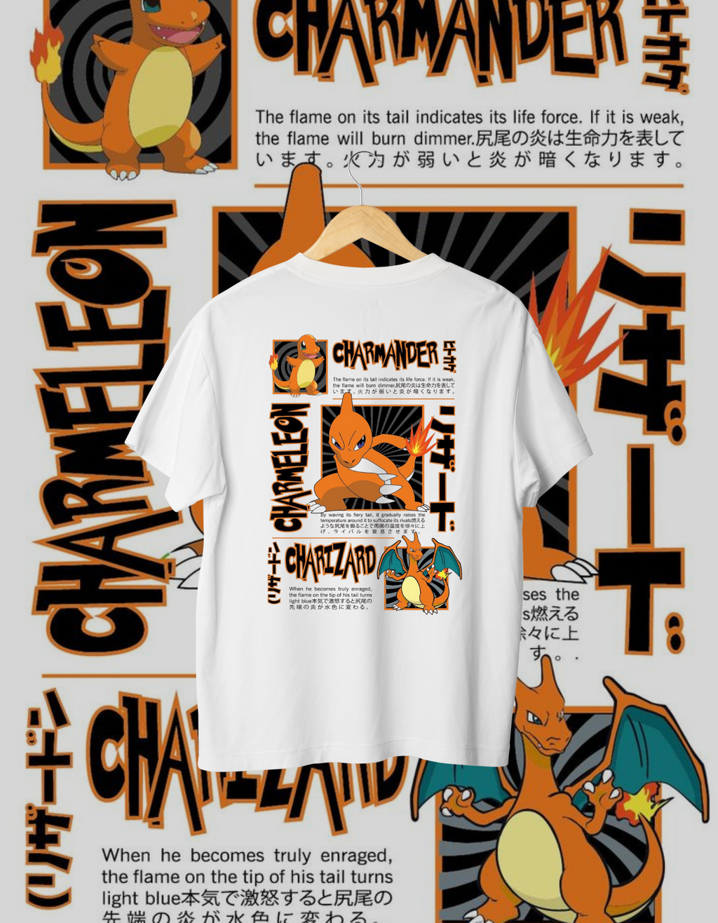 Charmander Evolution - Fire Dragon T-Shirt