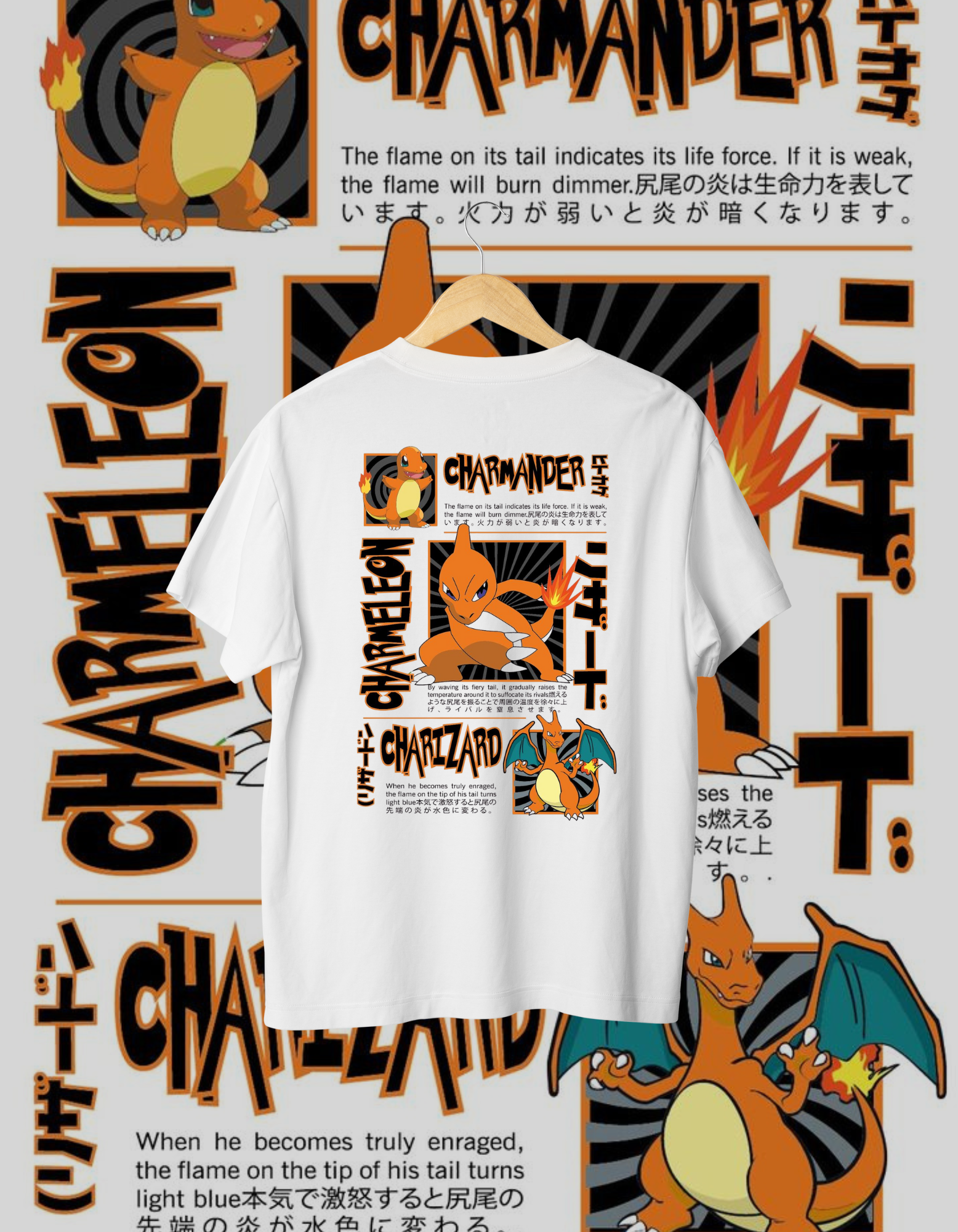 Charmander Evolution - Fire Dragon T-Shirt