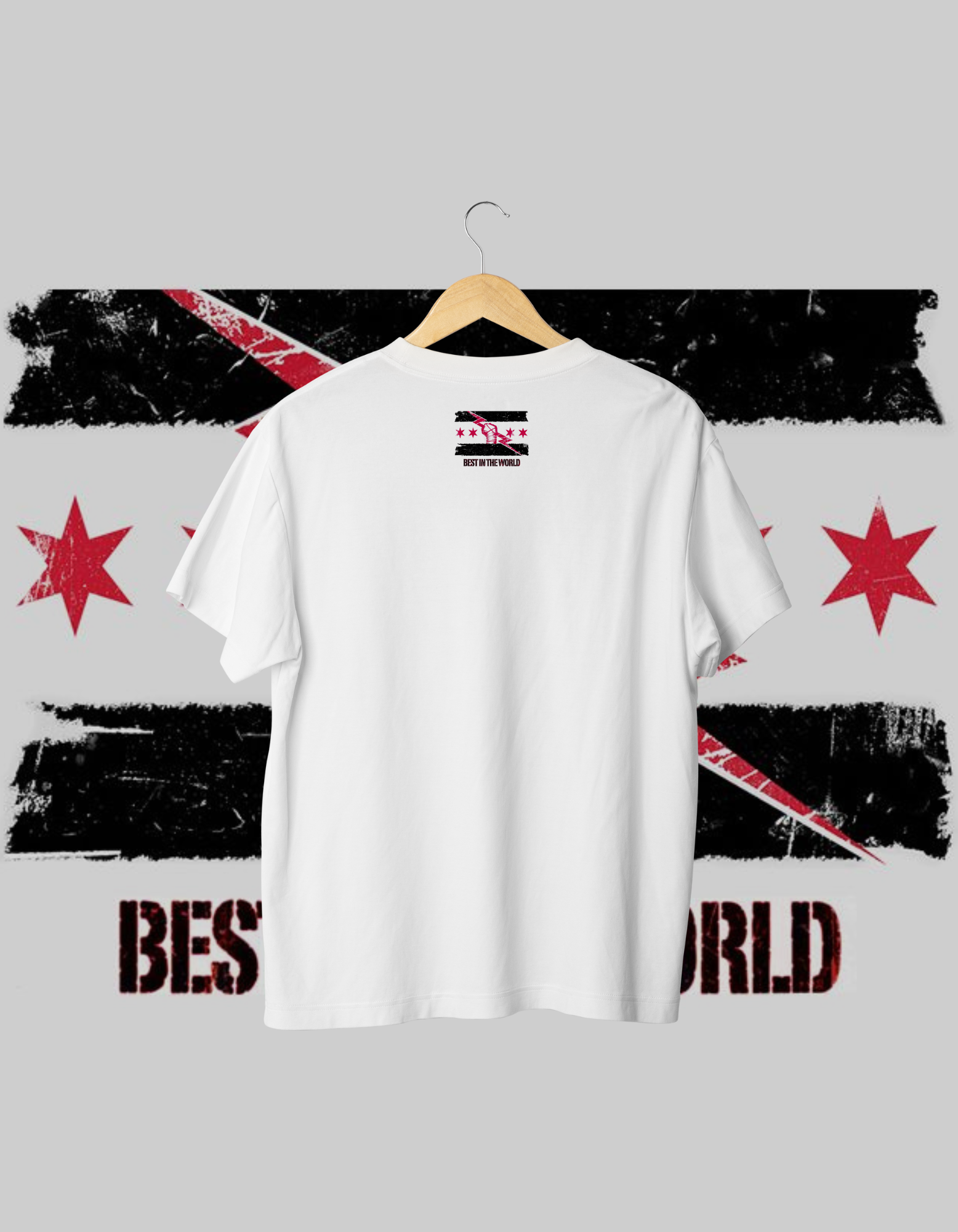 CM Punk "Best In The World" Chicago Flag Inspired Pro Wrestling T-Shirt