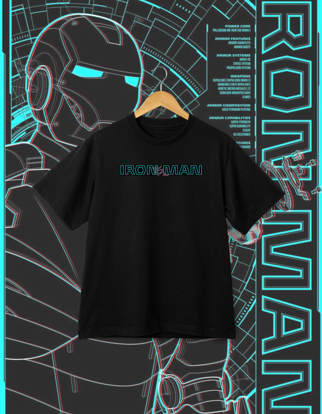 Iron Man Neon Glow Graphic T-Shirt