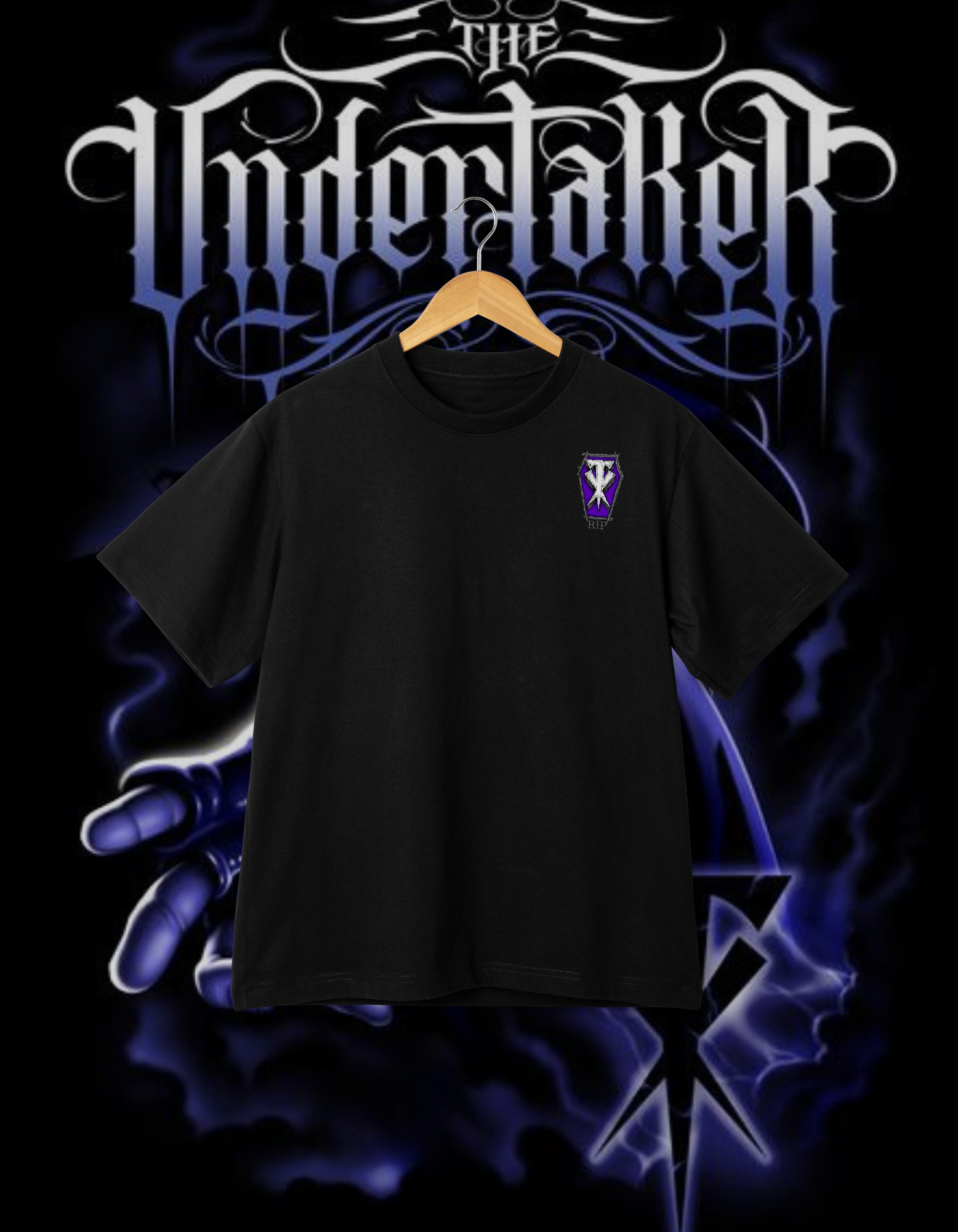 The Undertaker Dark Mystical Blue & Black Wrestling T-Shirt