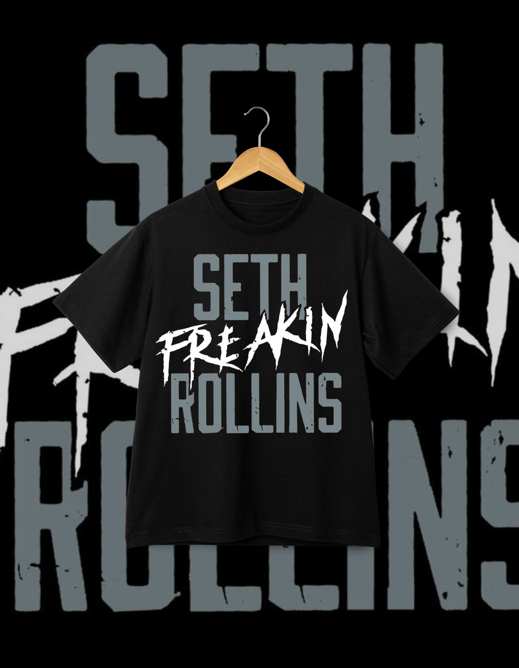 Seth "Freakin'" Rollins Black & Gray Pro Wrestling T-Shirt