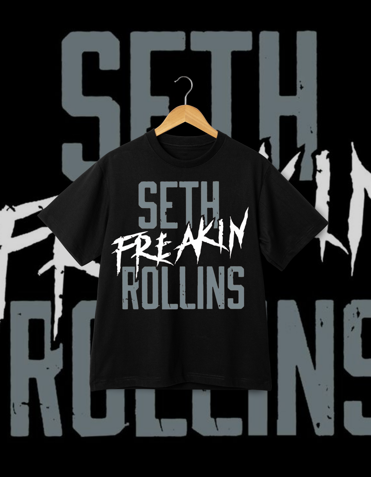 Seth "Freakin'" Rollins Black & Gray Pro Wrestling T-Shirt
