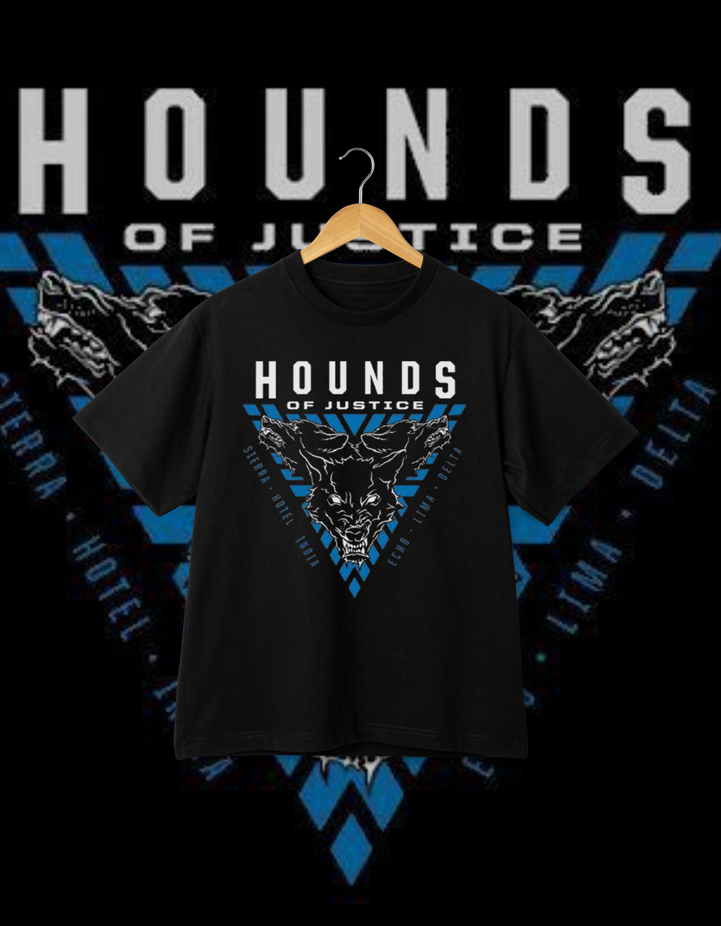 The Shield "Hounds of Justice" Tactical Logo Blue Wrestling T-Shirt