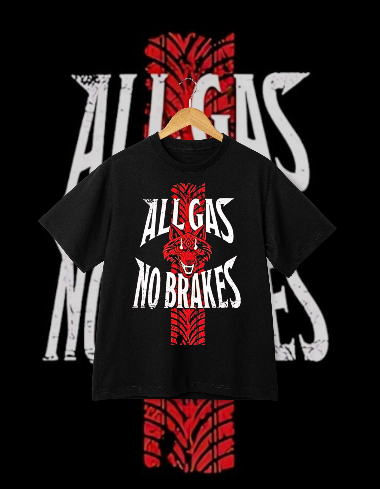 Roman Reigns "All Gas No Brakes" Wolf Logo Black Wrestling T-Shirt