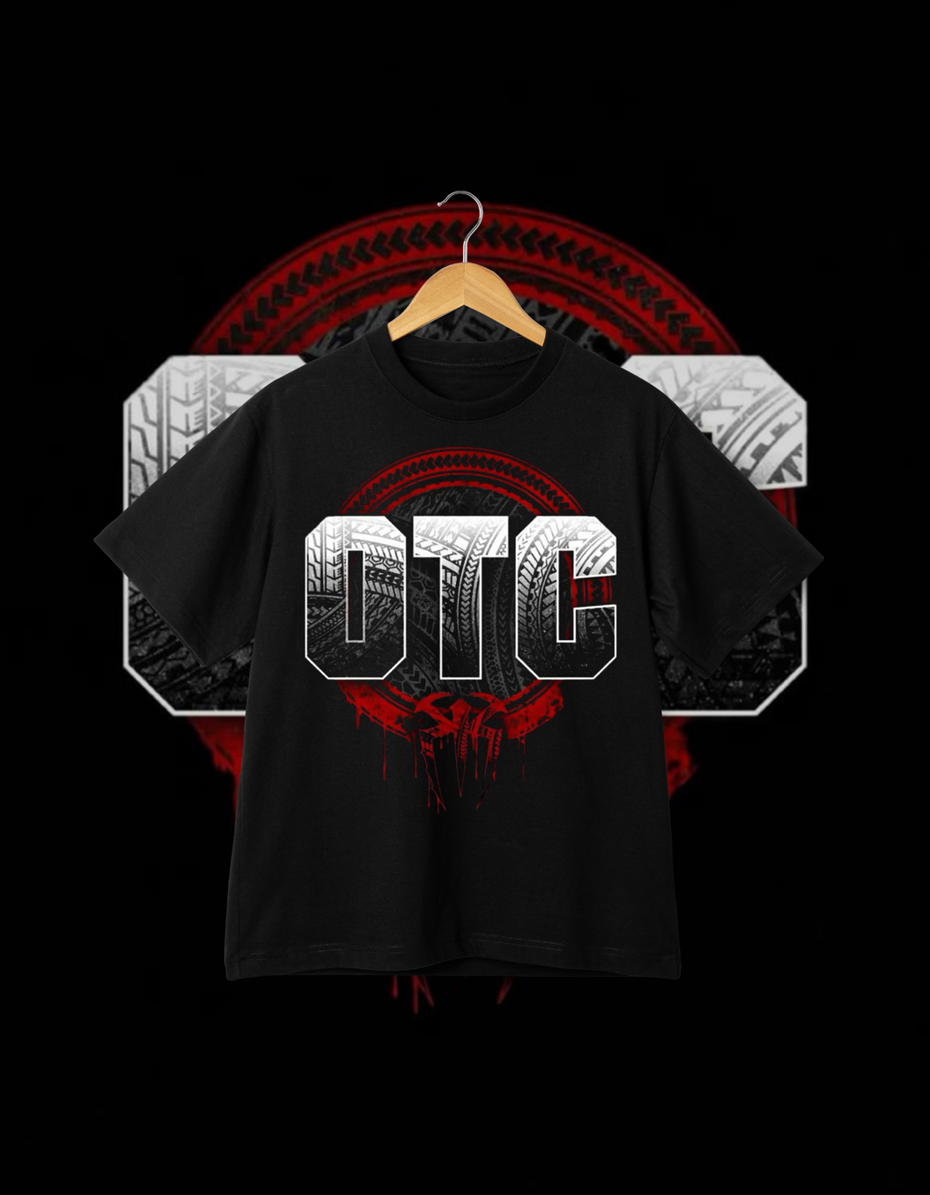 Roman Reigns OTC Tribal Print Black Wrestling T-Shirt