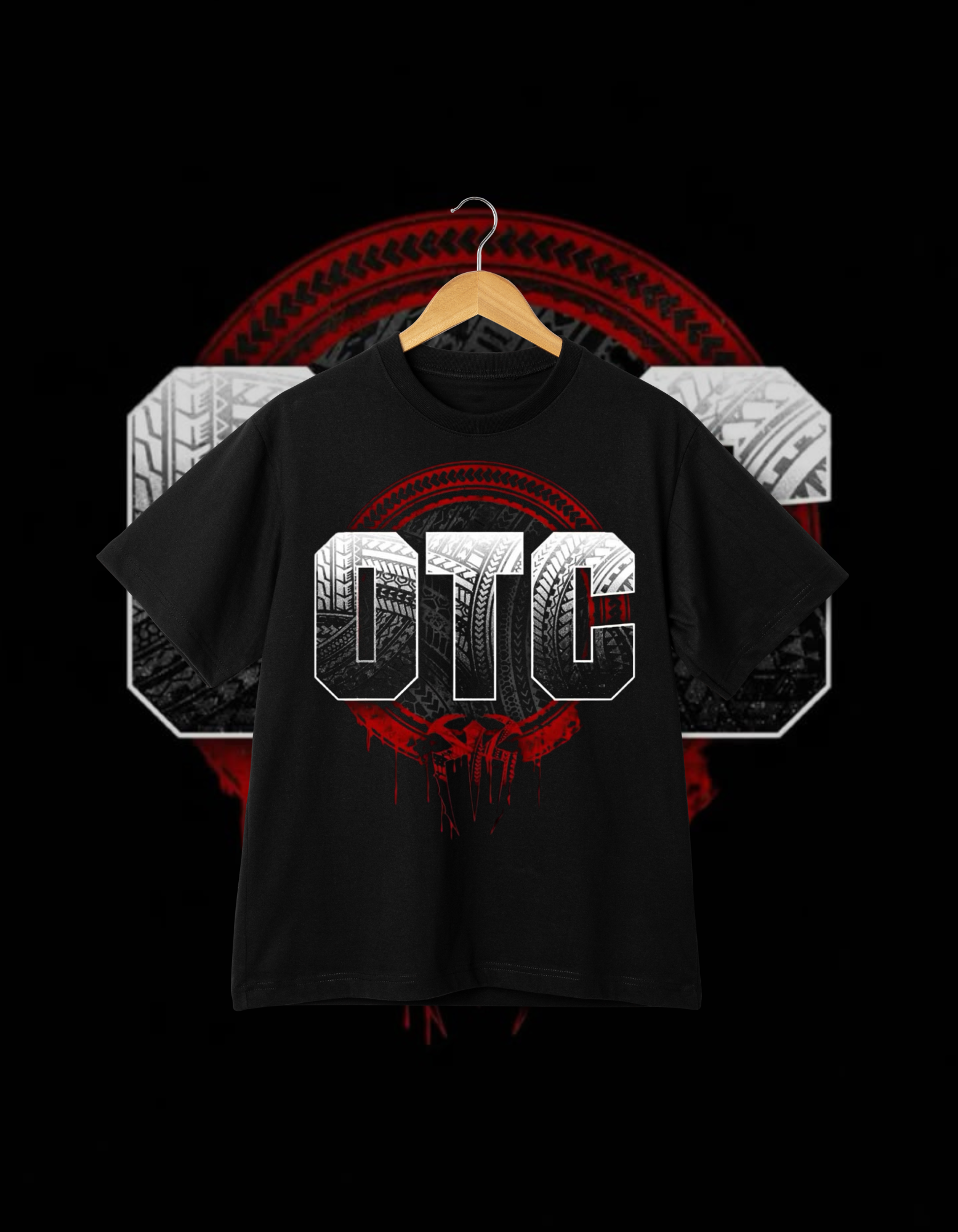 Roman Reigns OTC Tribal Print Black Wrestling T-Shirt