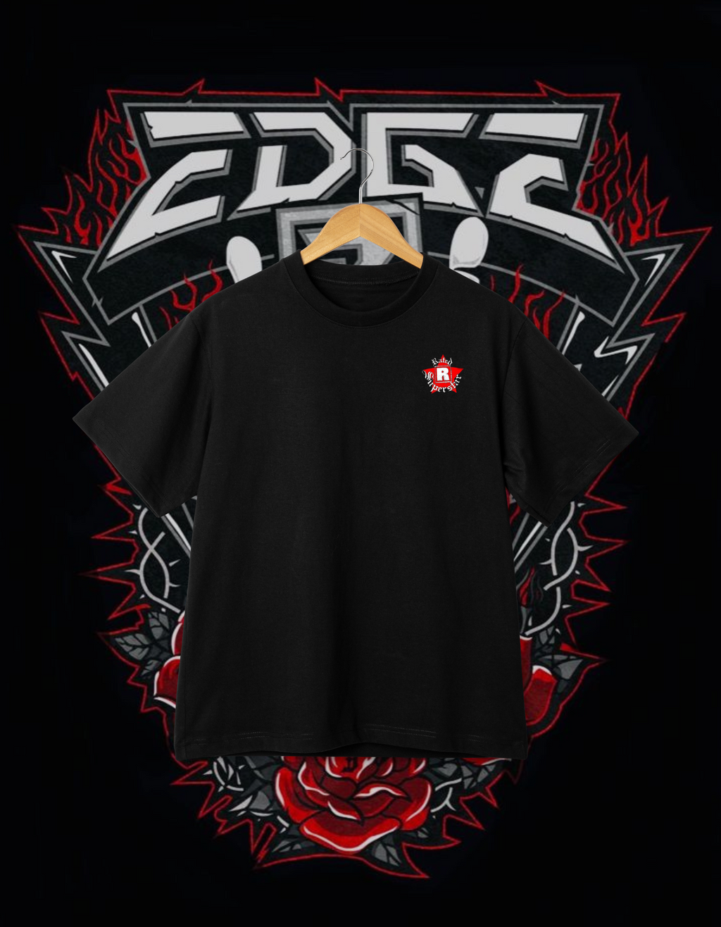 Edge "Rated R Superstar" Skull Hand & Roses Black Wrestling T-Shirt