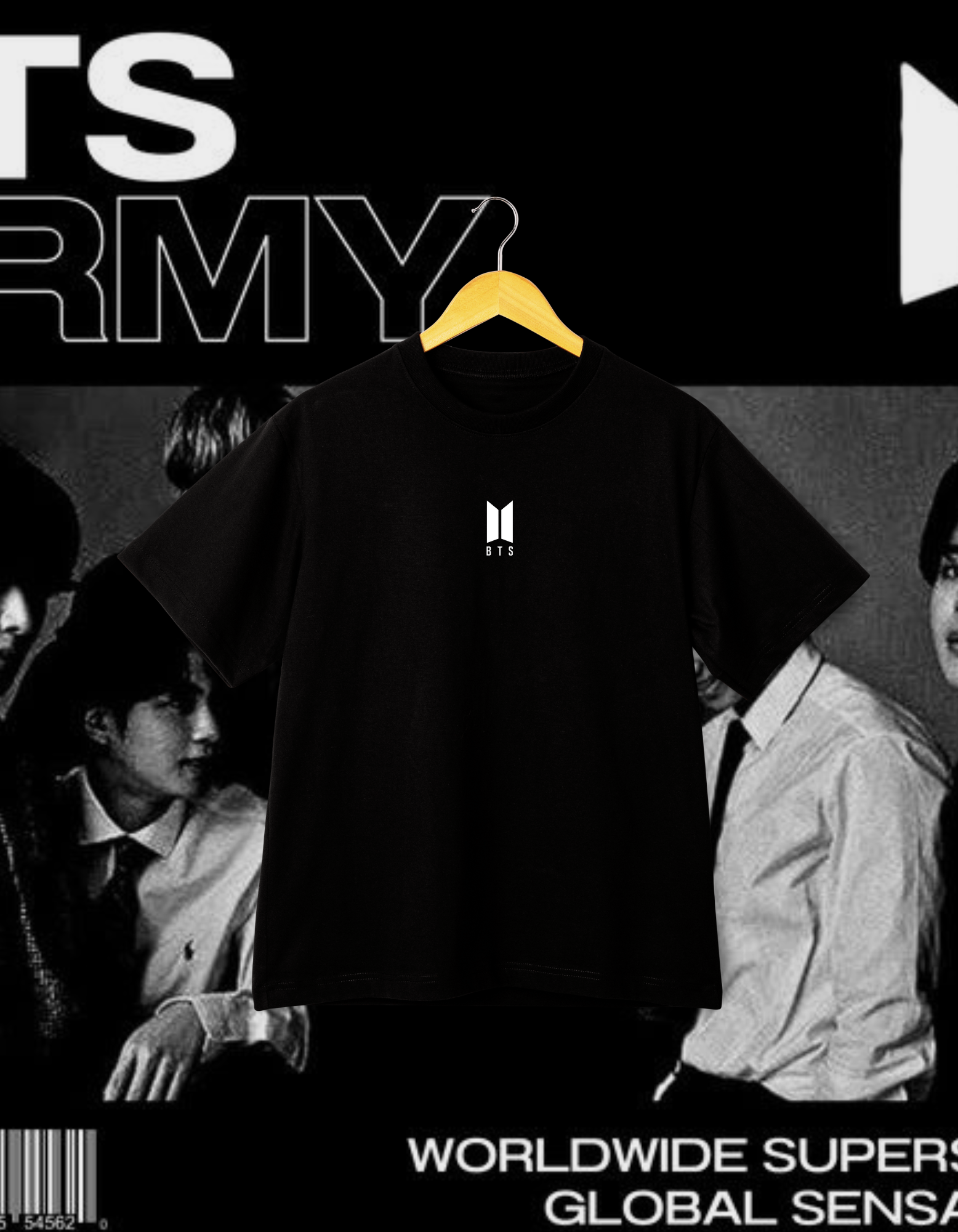 BTS ARMY Worldwide Superstars Black Back Print T-Shirt