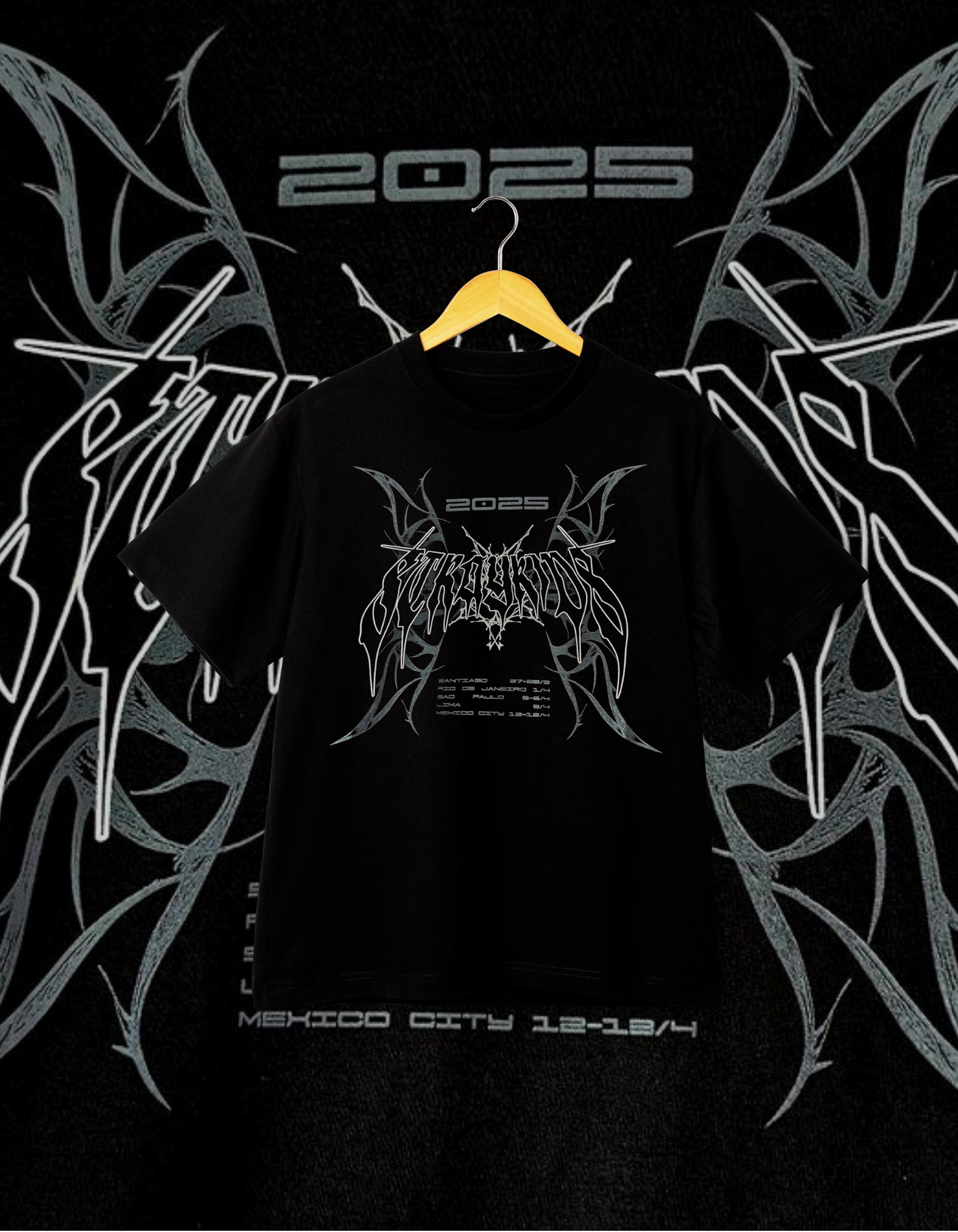 Stray Kids Metal Grunge Logo Black T-Shirt 2025 Tour Merch