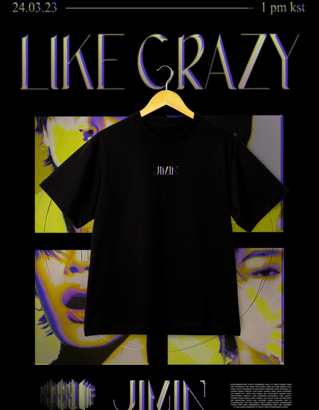 BTS Jimin 'Like Crazy' Solo Black T-Shirt Album Merch