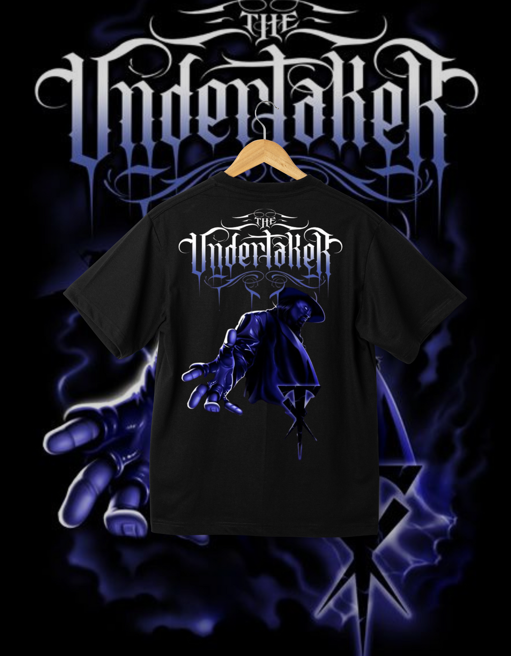 The Undertaker Dark Mystical Blue & Black Wrestling T-Shirt