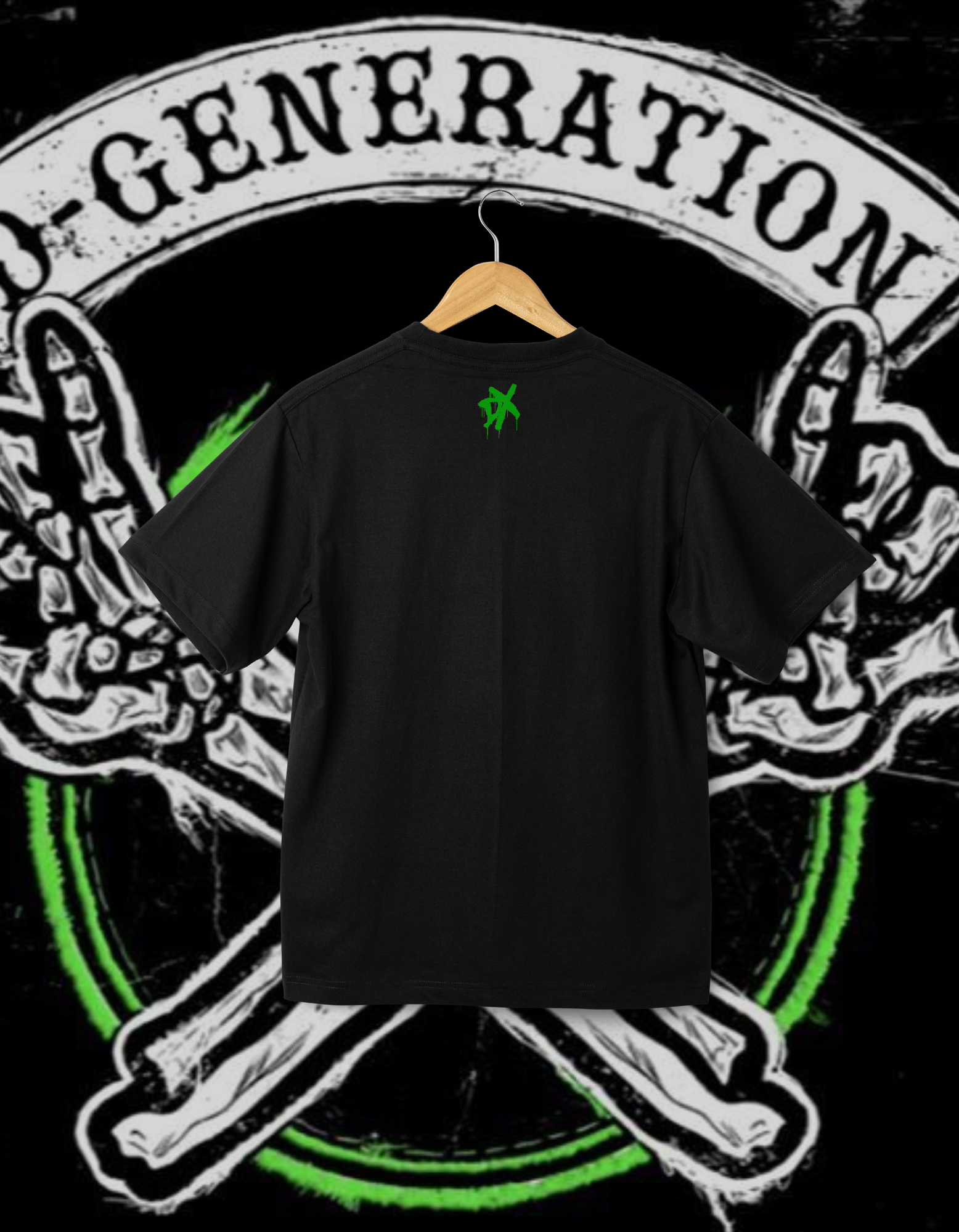 D-Generation X (DX) Skeleton Hands Green/Black Wrestling T-Shirt