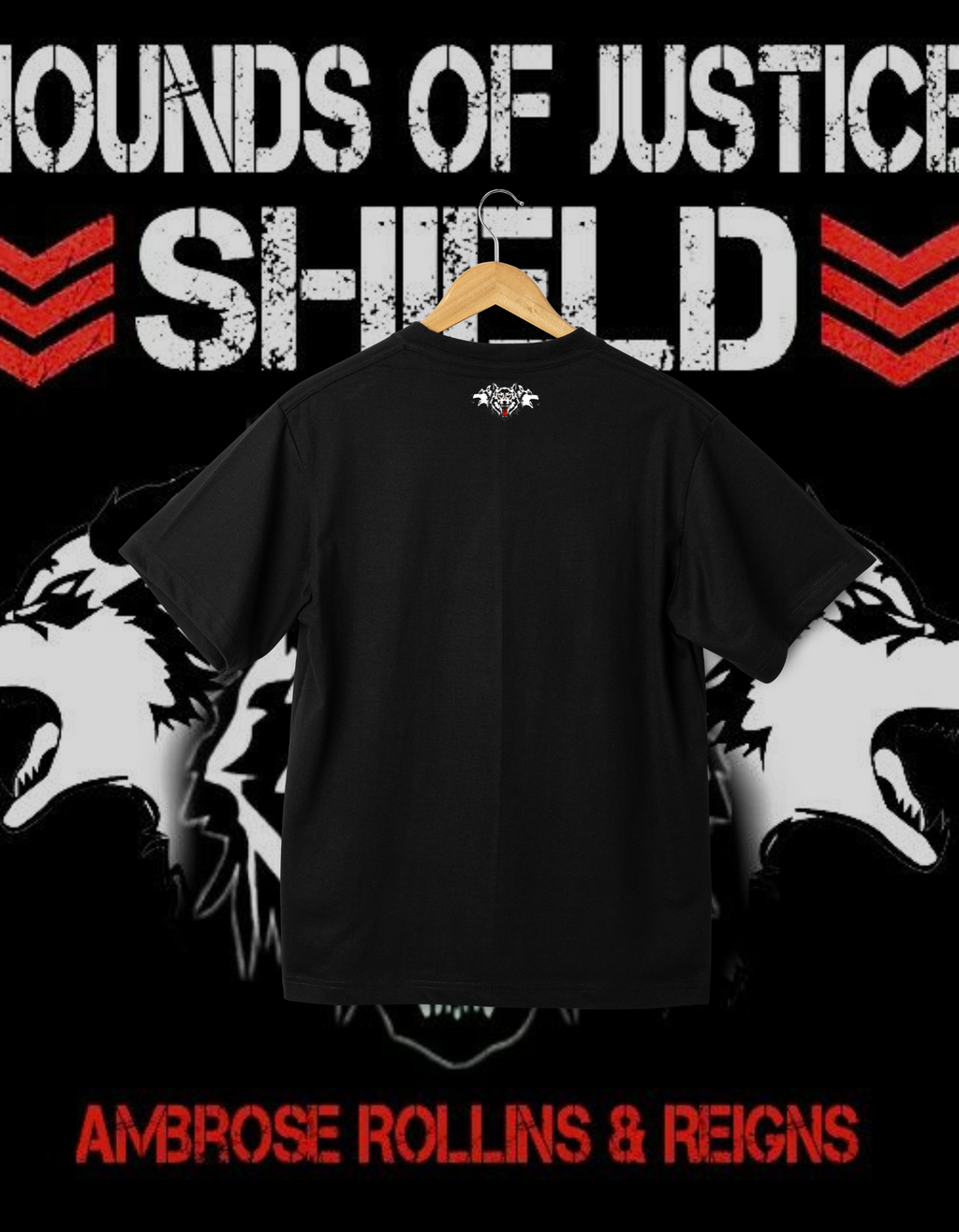 The Shield "Hounds of Justice" Ambrose Rollins Reigns Red/Black T-Shirt